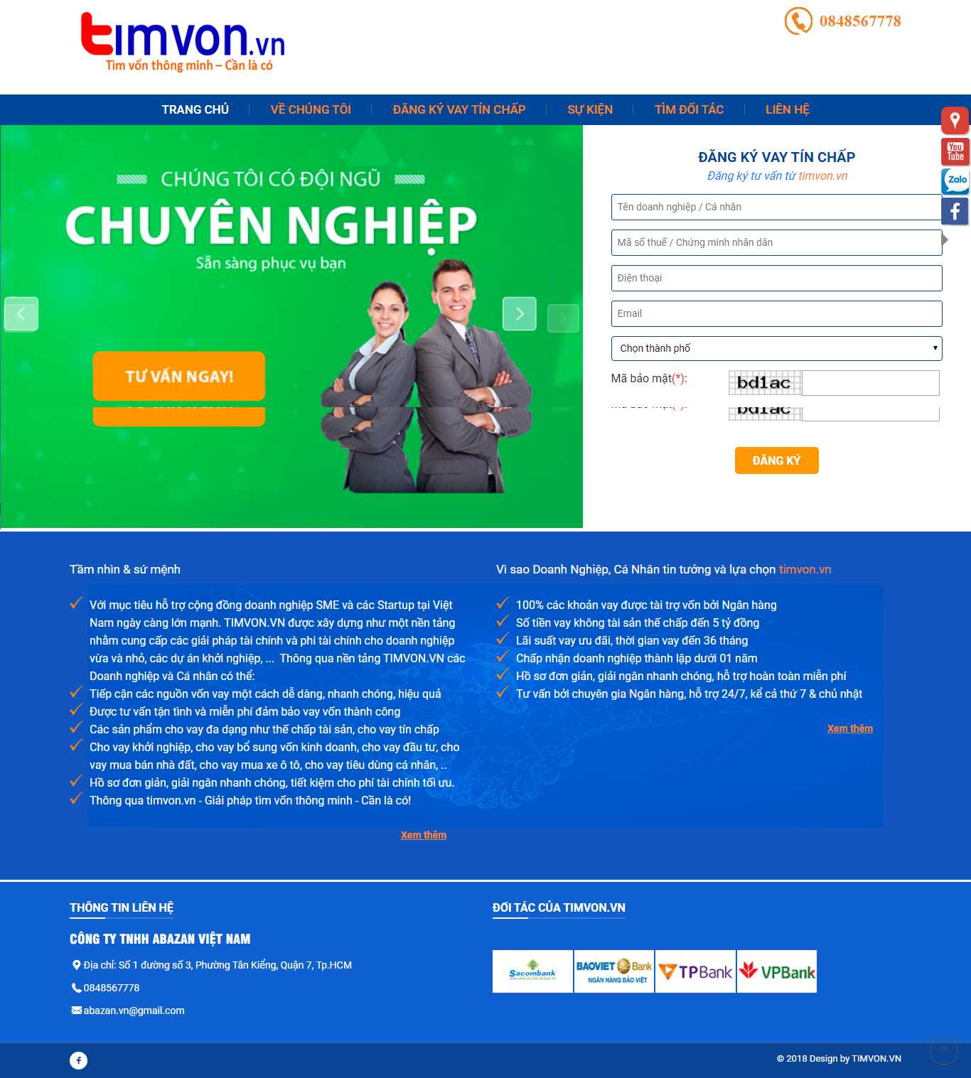 Thiết kế trang Web tìm đối tác - timvon.vn
