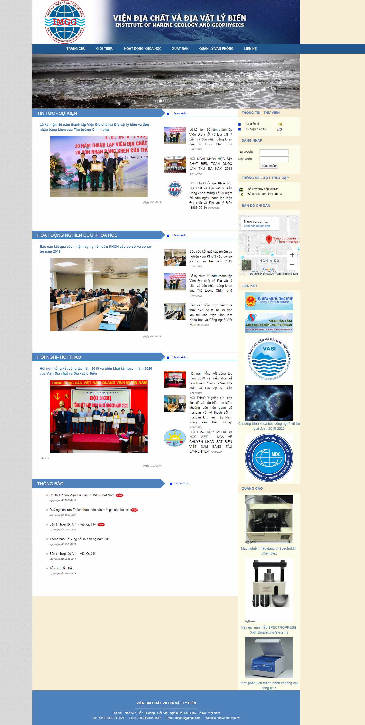 Thiết kế trang Web địa lý - imgg.vast.vn
