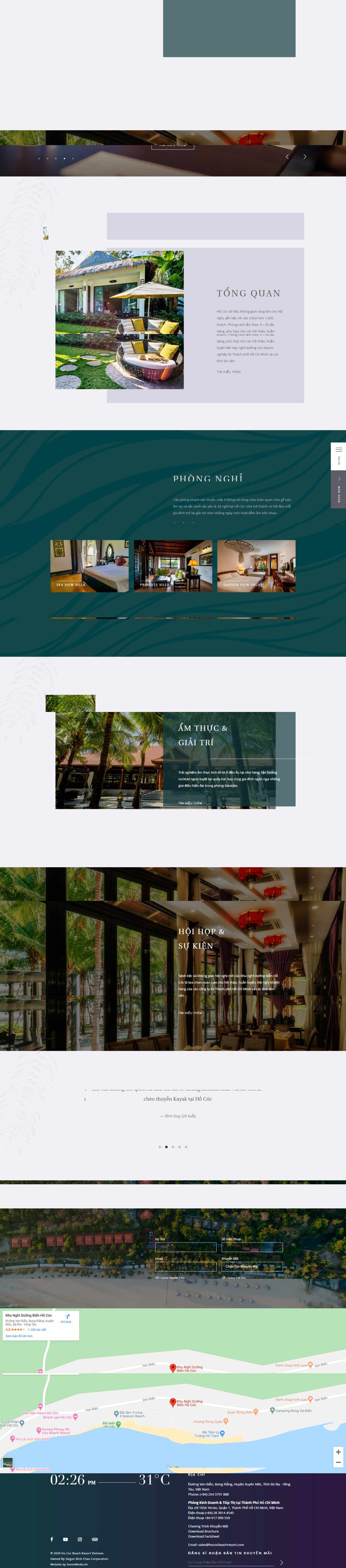 Thiết kế trang Web resort - khu nghỉ dưỡng - hococbeachresort.com
