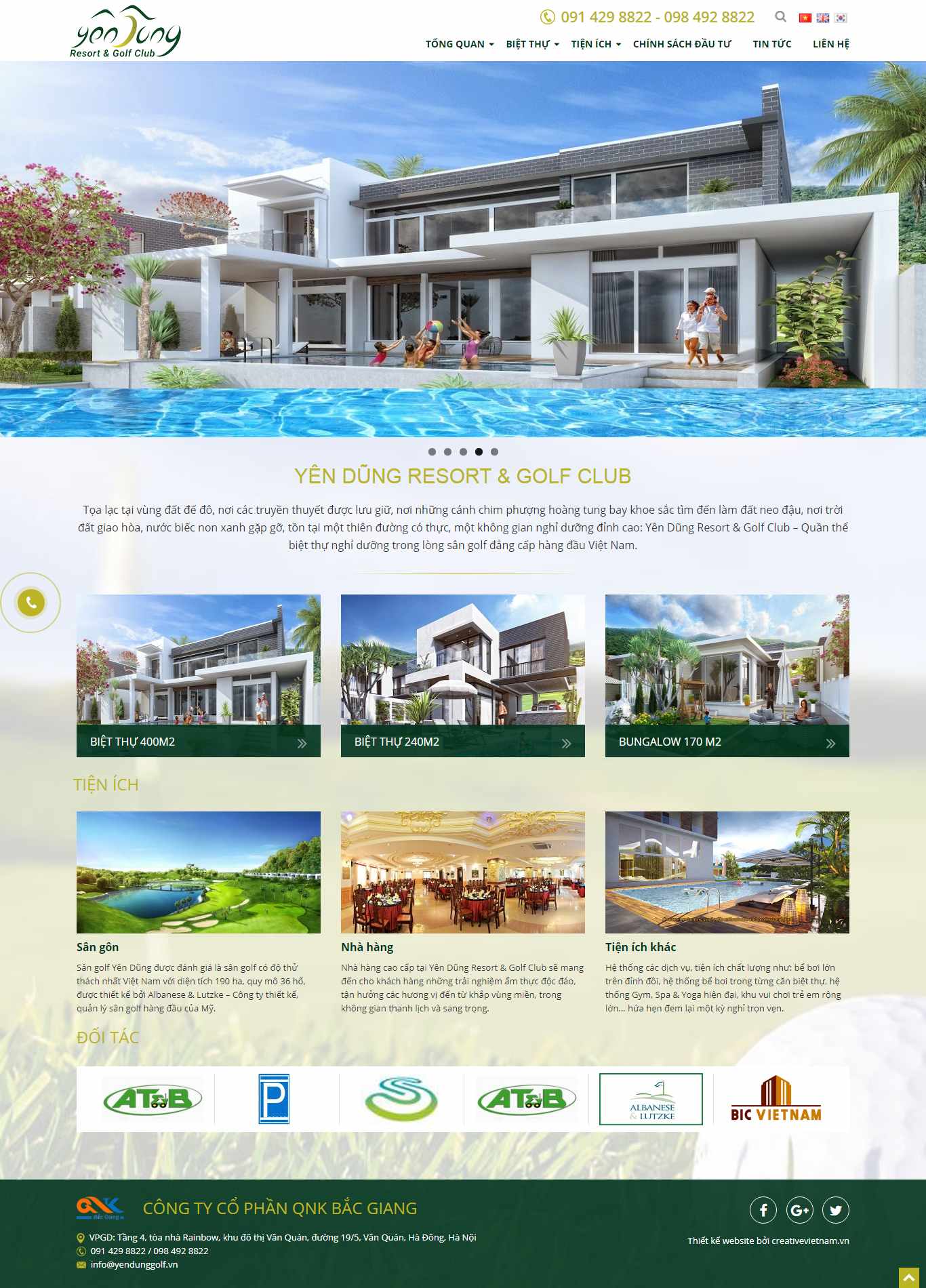 Thiết kế trang Web resort - khu nghỉ dưỡng - yendungresort.vn