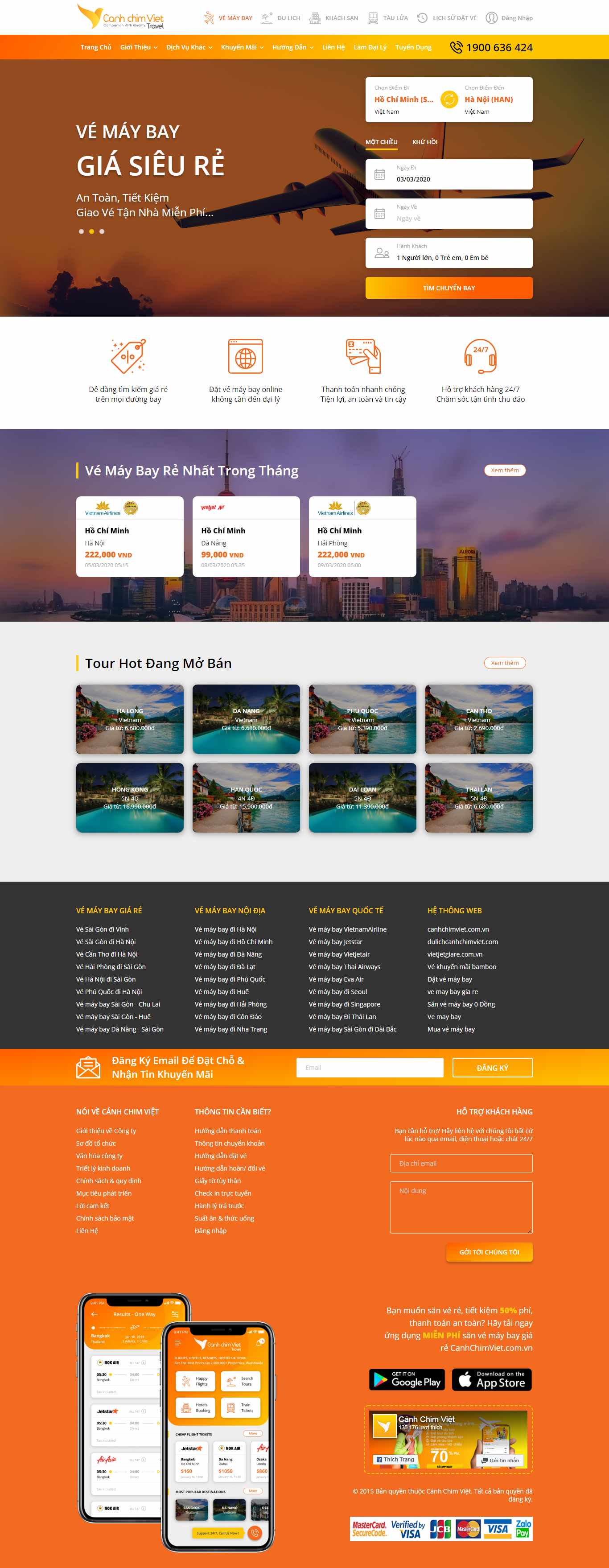 Thiết kế trang Web đặt vé máy bay - www.canhchimviet.com.vn