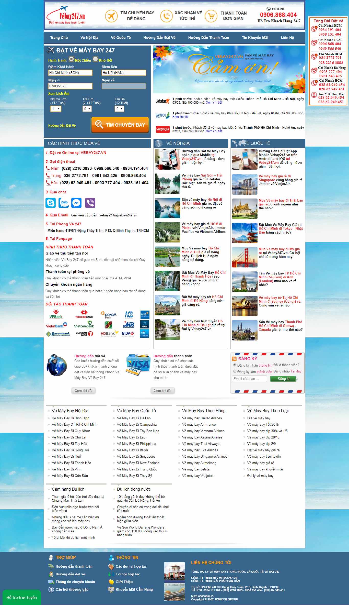 Thiết kế trang Web đặt vé máy bay - vebay247.vn