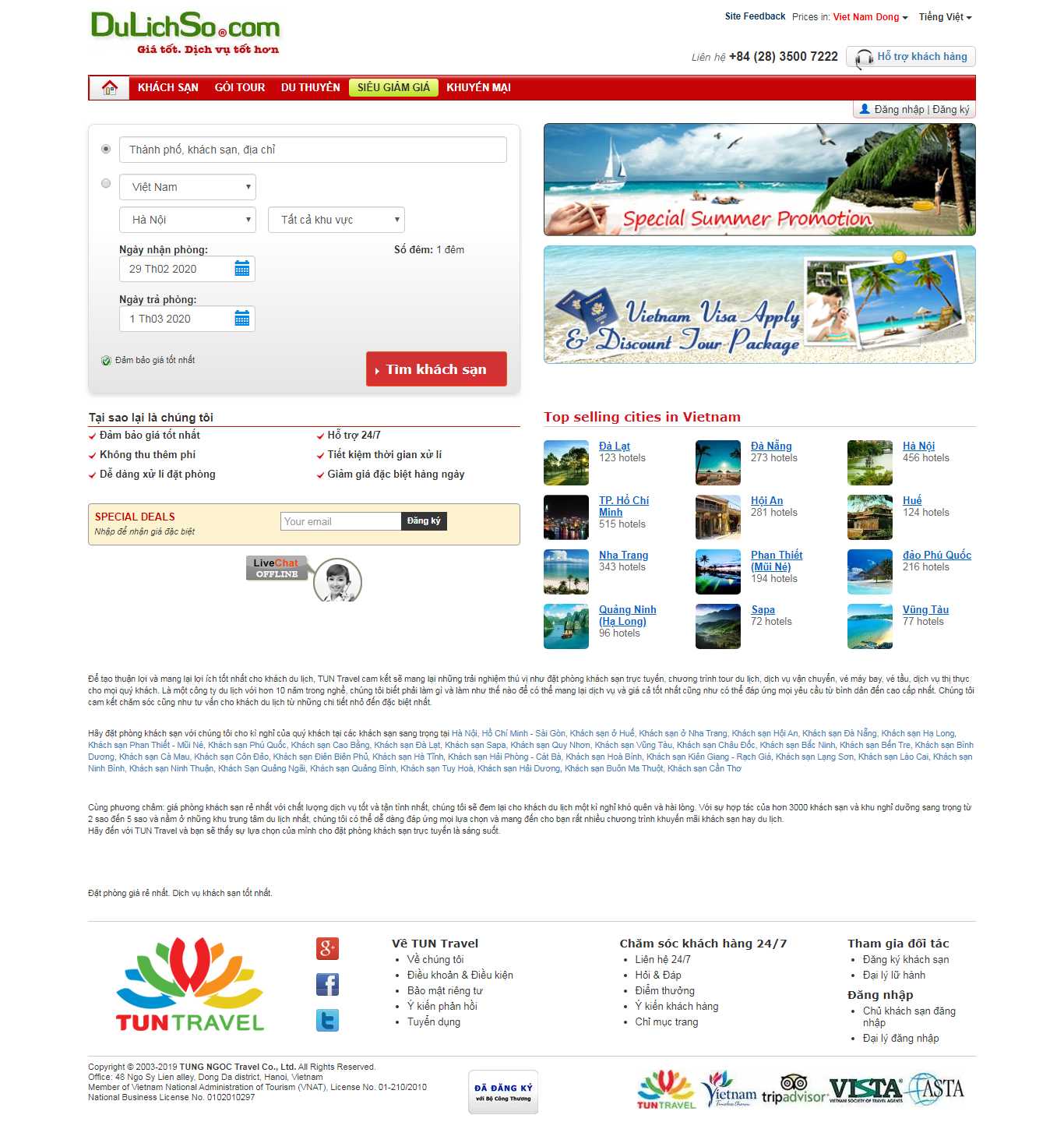 Thiết kế trang Web đặt phòng khách sạn - www.dulichso.com