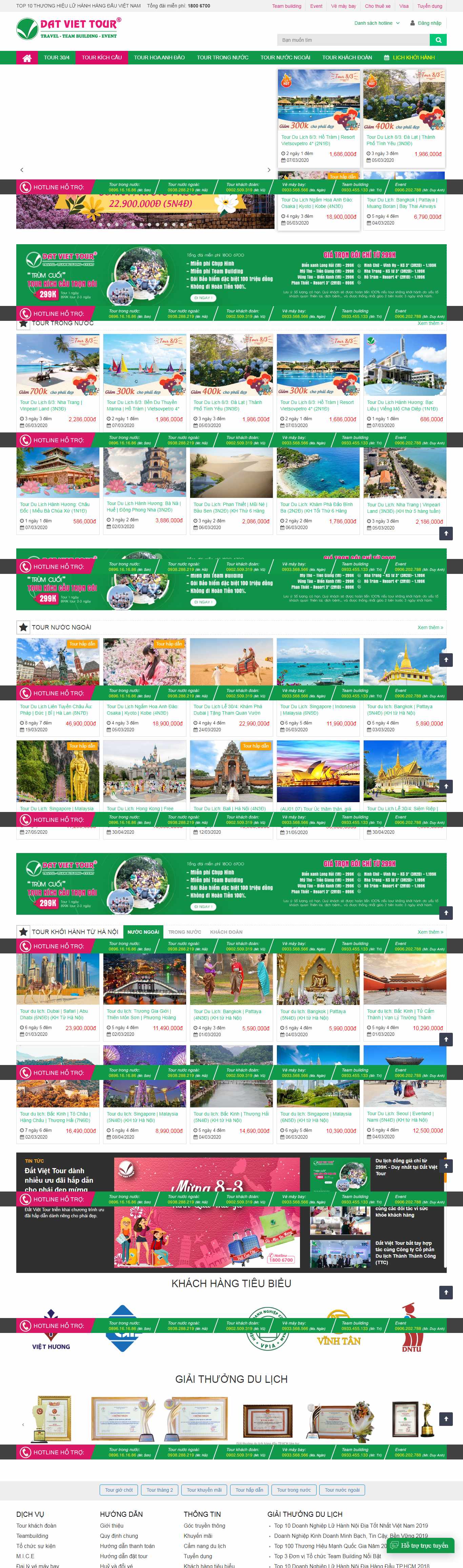 Thiết kế trang Web đặt tour - datviettour.com.vn