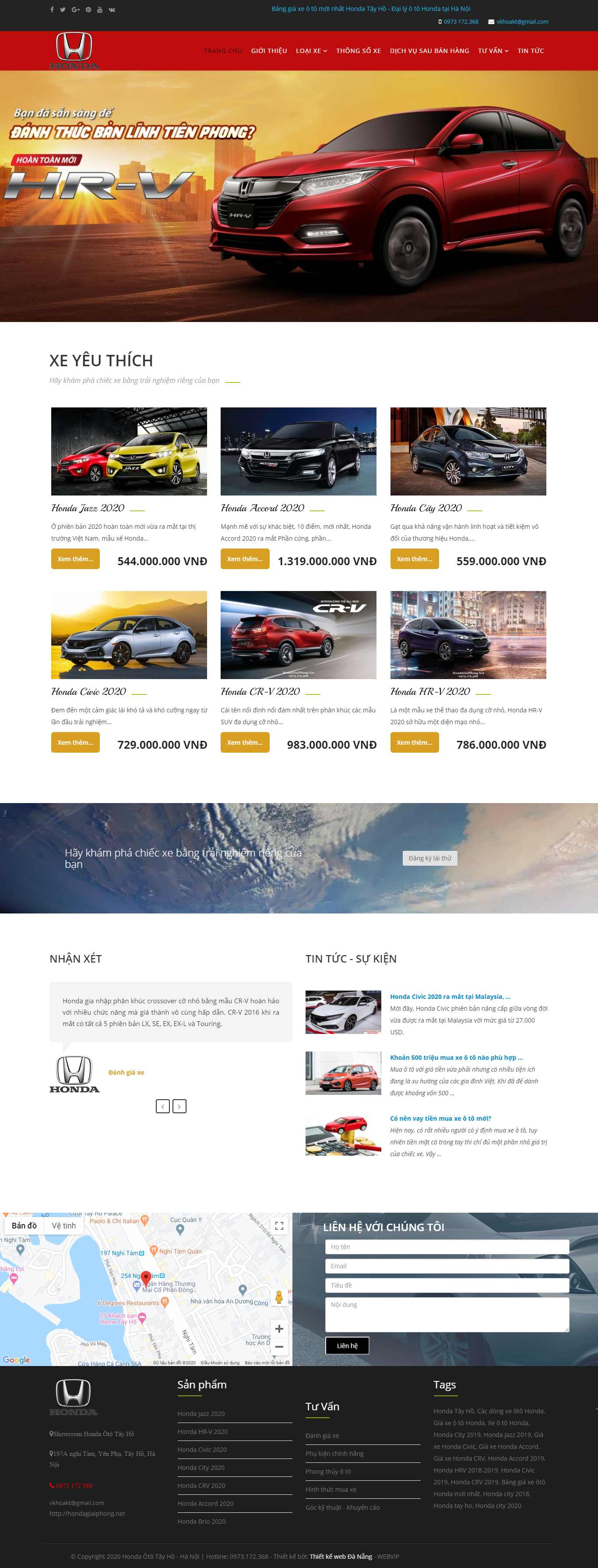 Thiết kế trang Web đại lý - nhà phân phối - hondagiaiphong.net