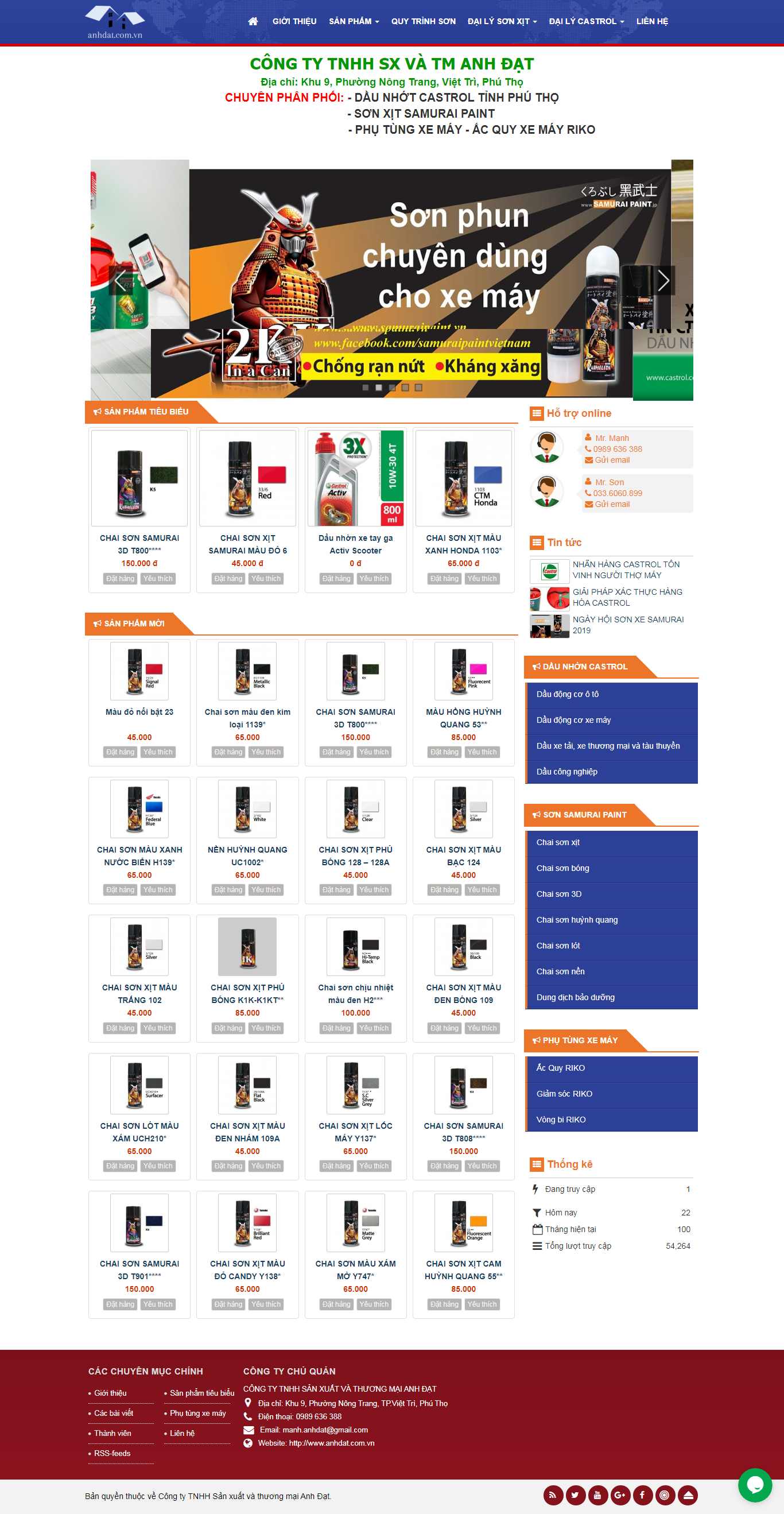 Thiết kế trang Web đại lý - nhà phân phối - anhdat.com.vn