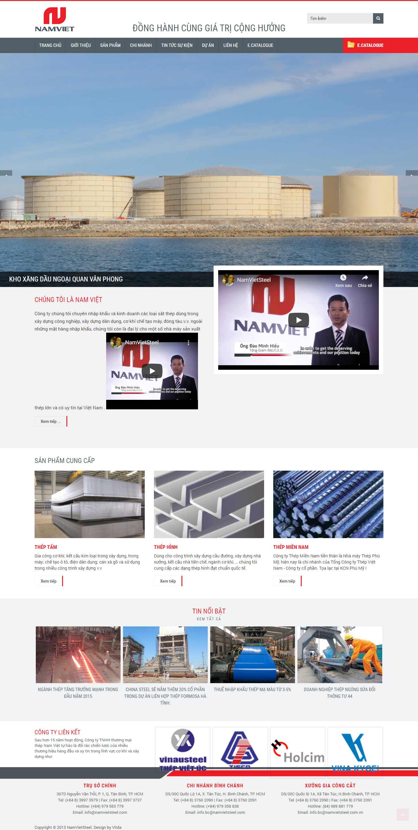 Thiết kế trang Web công ty thép - namvietsteel.com.vn