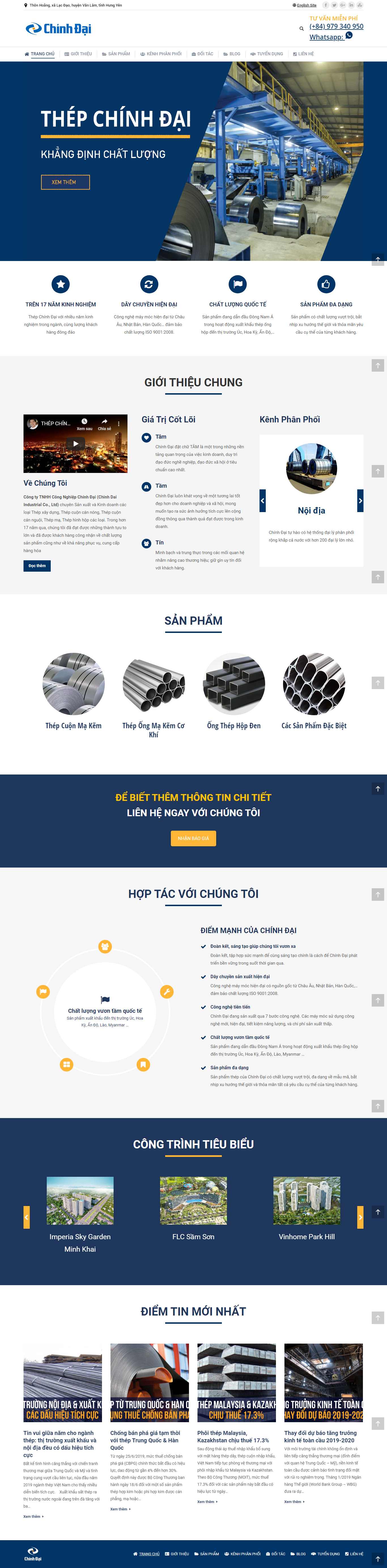 Thiết kế trang Web công ty thép - www.chinhdaisteel.com