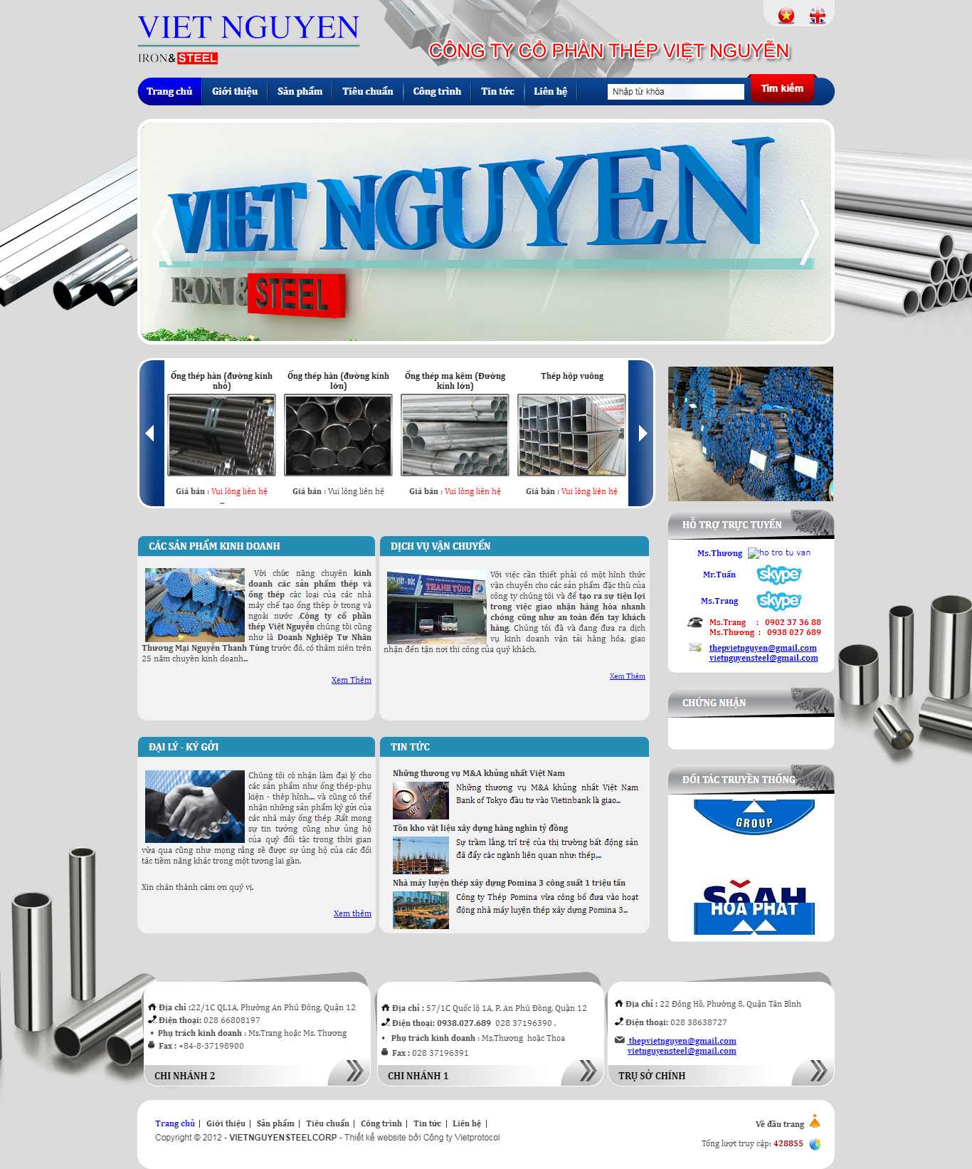 Thiết kế trang Web công ty thép - www.vietnguyensteel.com