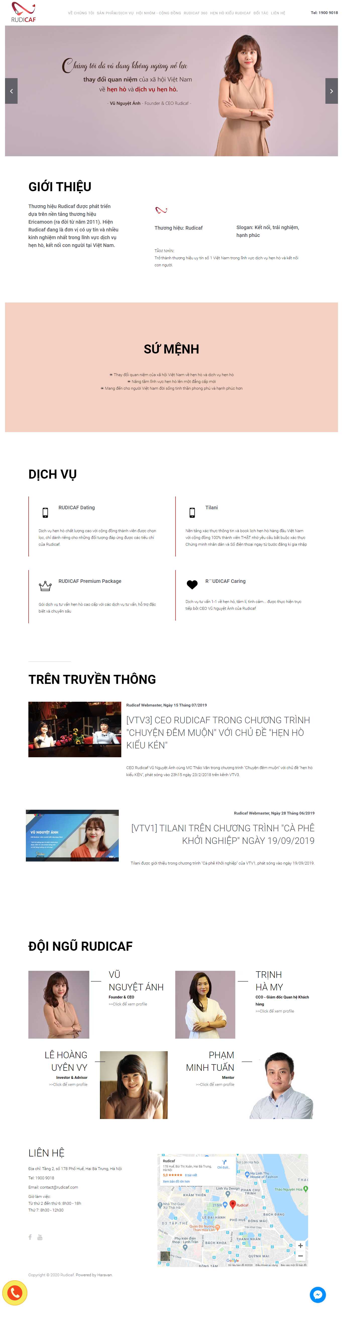 Thiết kế trang Web dịch vụ hẹn hò - rudicaf.com