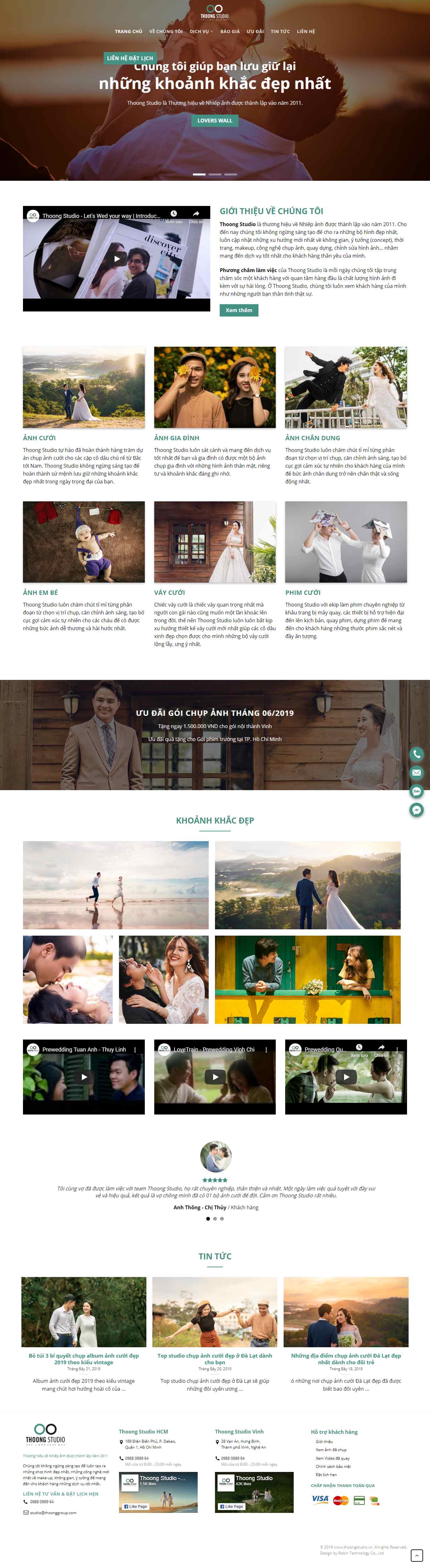 Thiết kế trang Web studio ảnh cưới - thoongstudio.vn