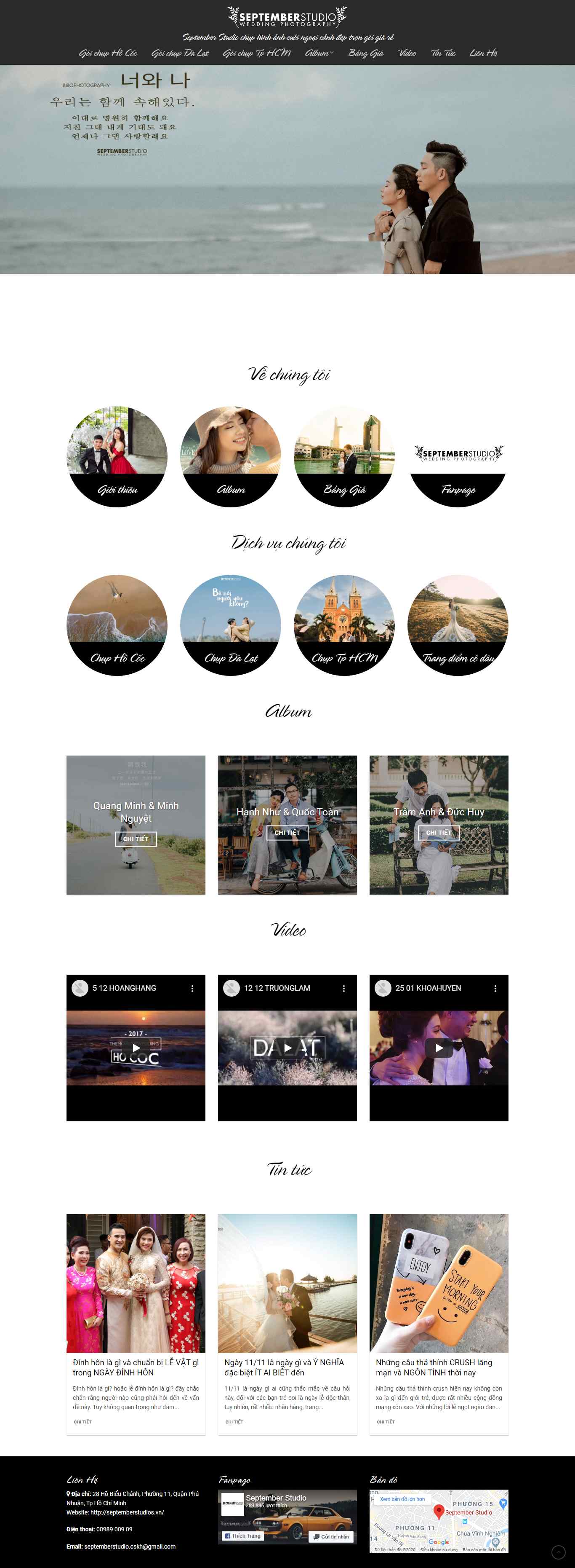 Thiết kế trang Web studio ảnh cưới - septemberstudios.vn