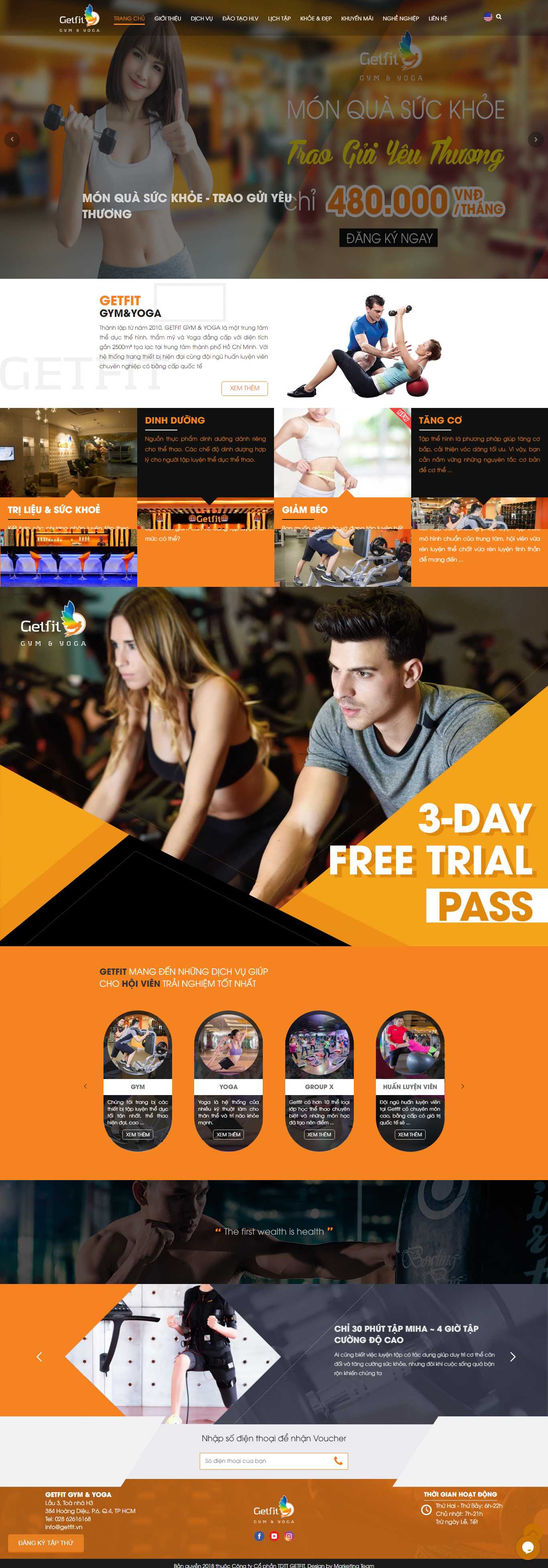 Thiết kế trang Web fitness - getfit.vn