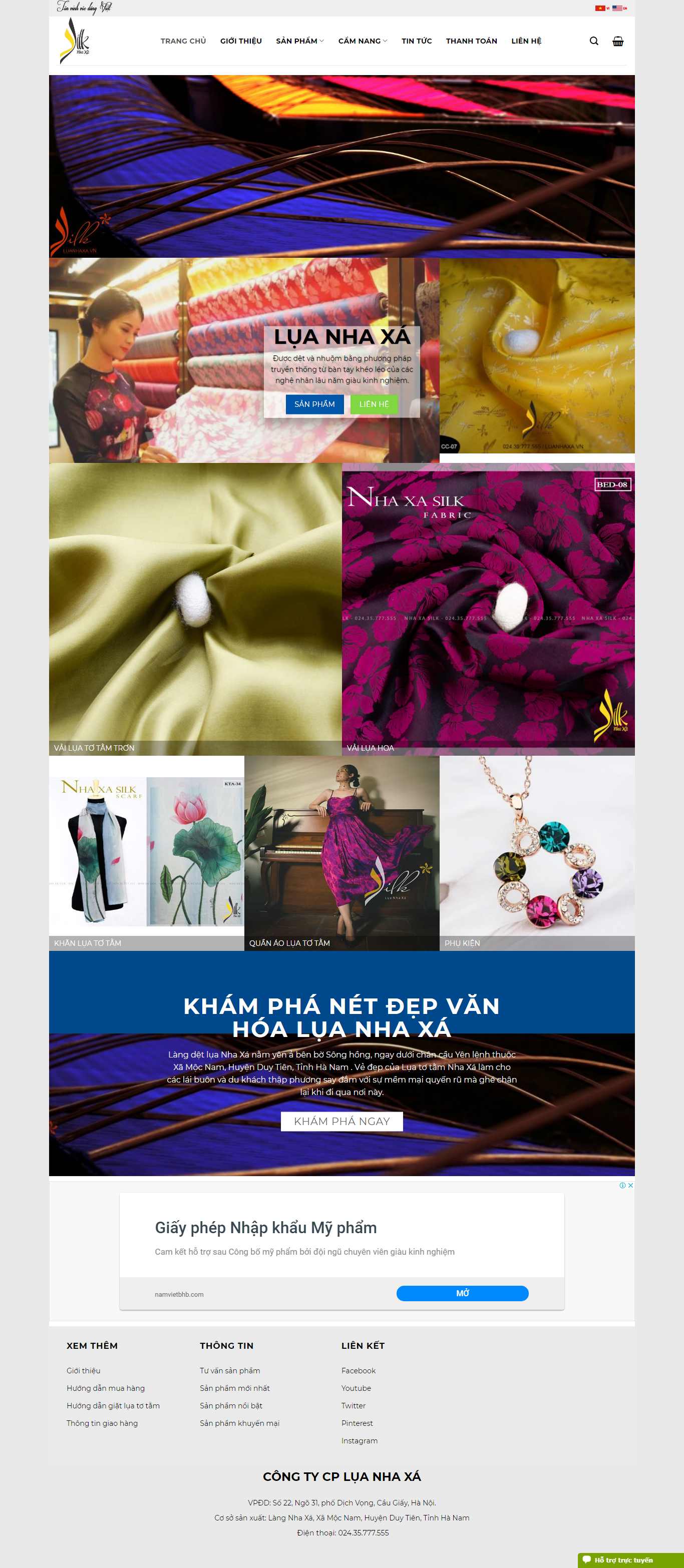 Thiết kế trang Web lụa tơ tằm - nhaxasilk.com