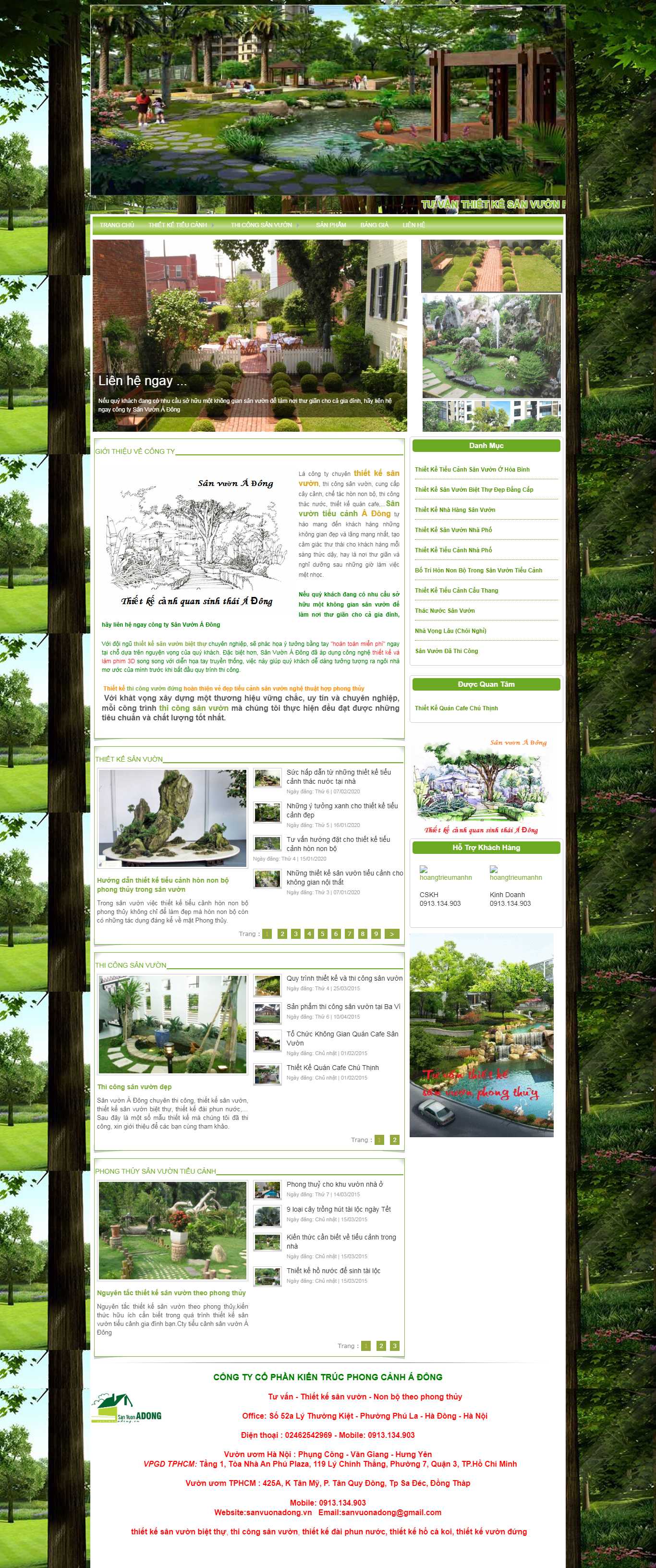 Thiết kế trang Web tiểu cảnh sân vườn - www.sanvuonadong.vn