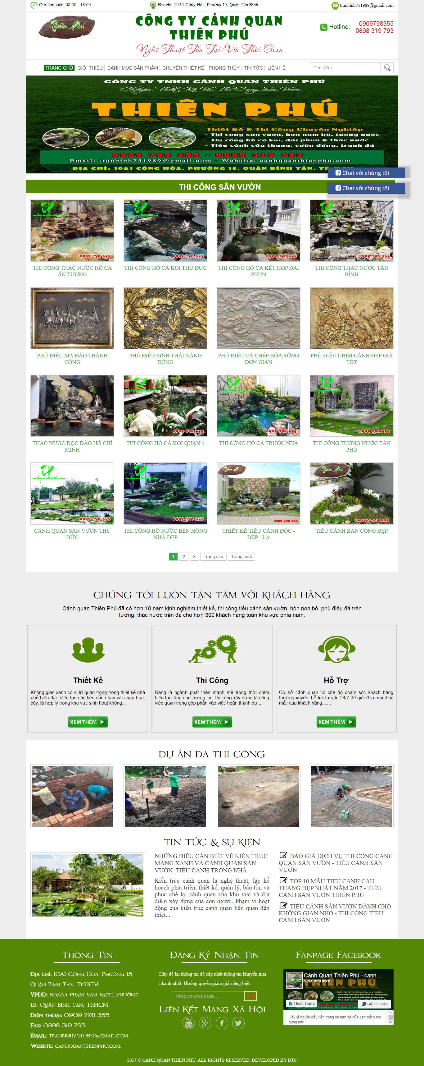Thiết kế trang Web tiểu cảnh sân vườn - canhquanthienphu.com