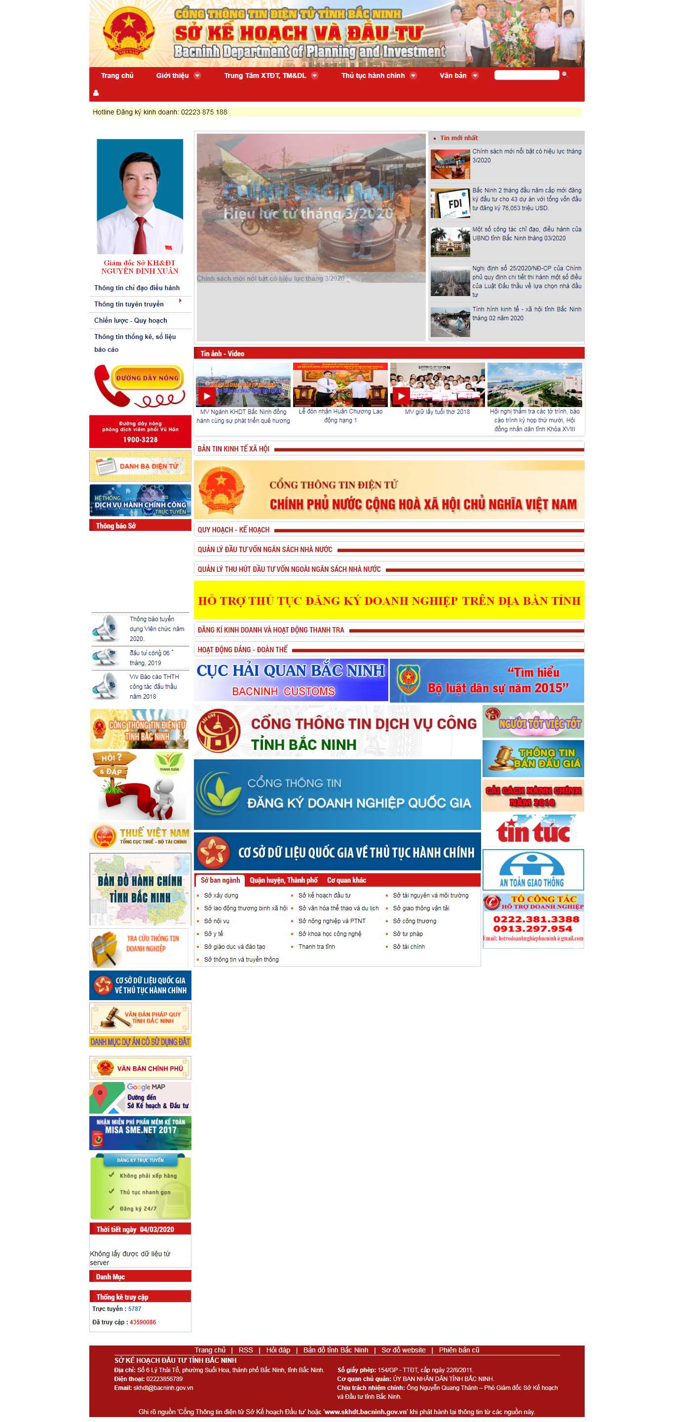 Thiết kế trang Web sở ban nghành - skhdt.bacninh.gov.vn
