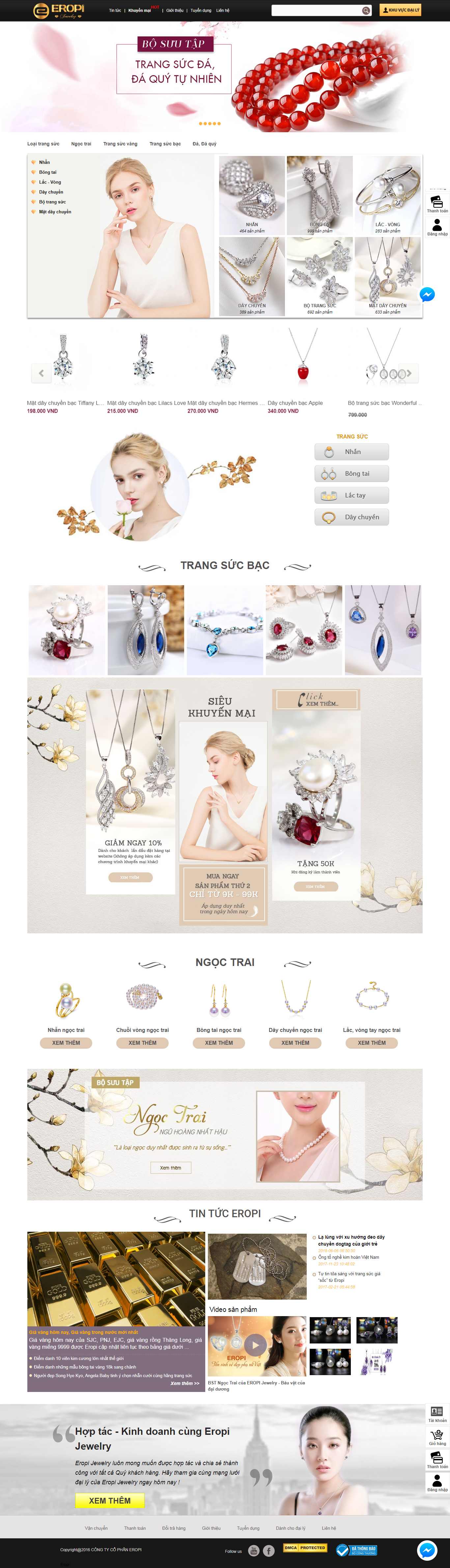 Thiết kế trang Web đồ trang sức - eropi.com
