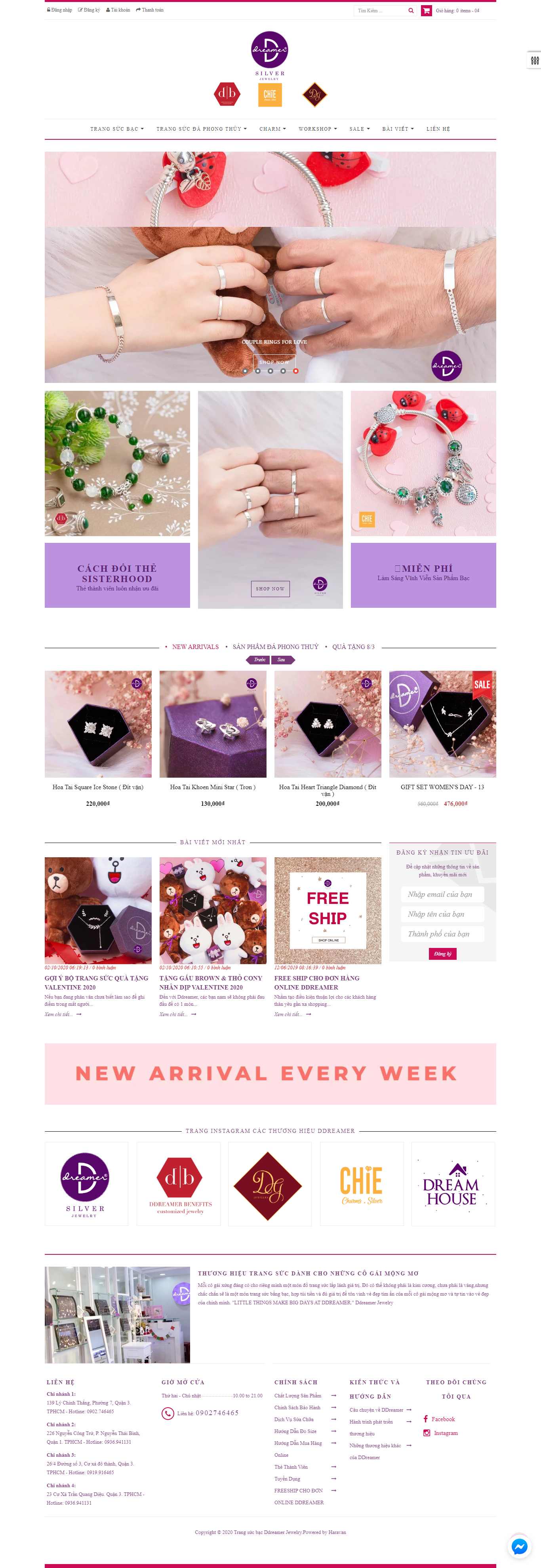 Thiết kế trang Web đồ trang sức - ddreamer.vn
