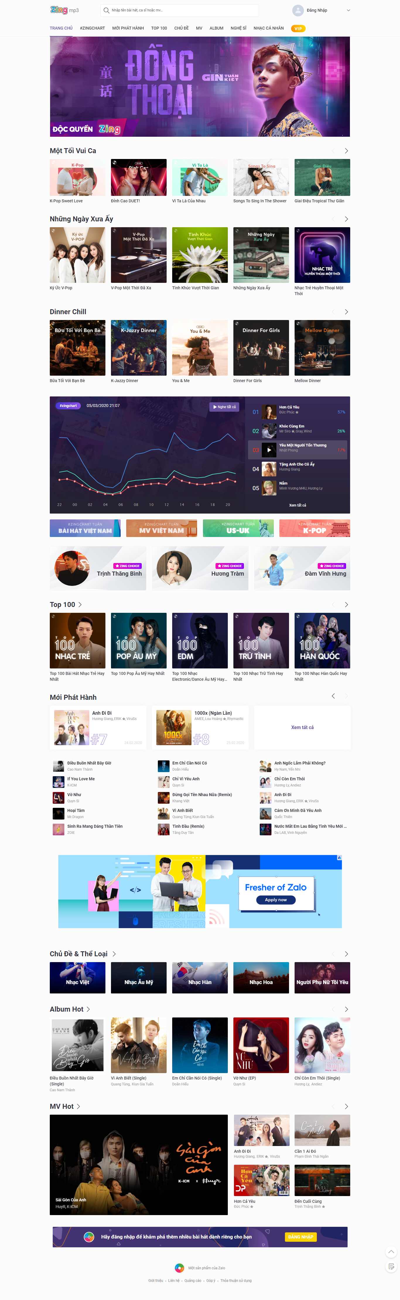 Thiết kế trang Web âm nhạc - zingmp3.vn
