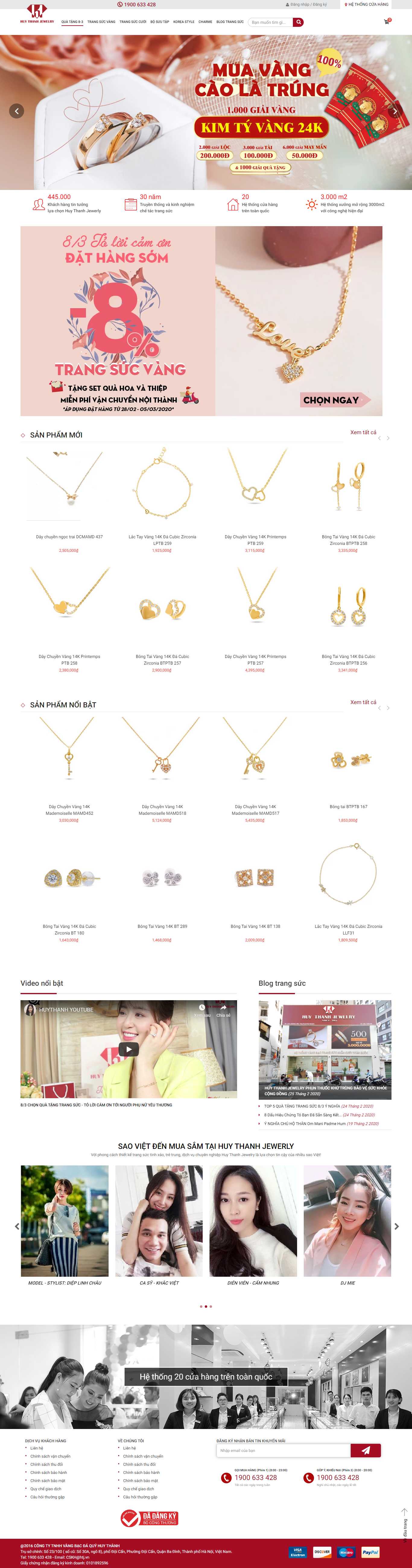 Thiết kế trang Web đồ trang sức - huythanhjewelry.vn
