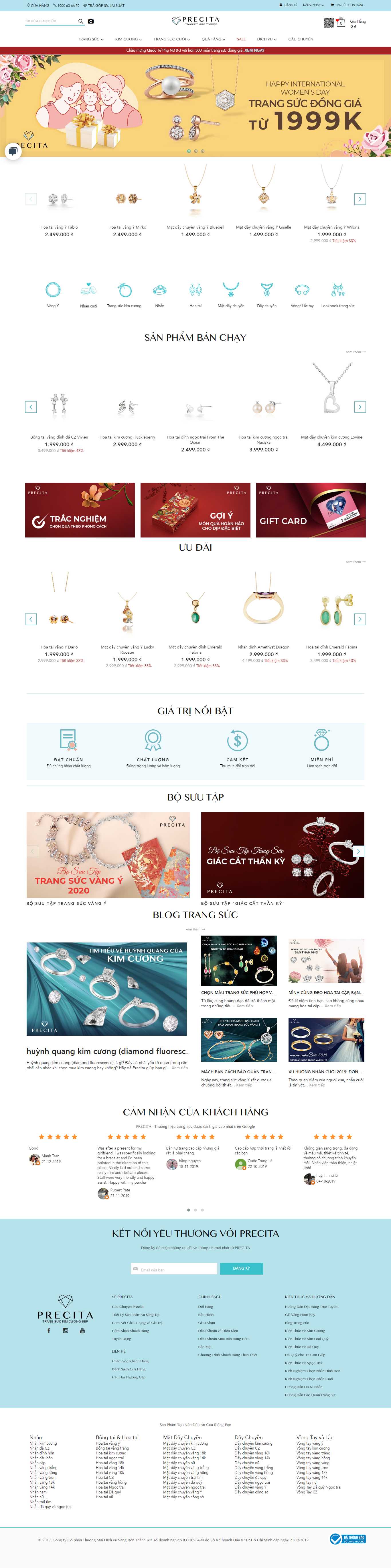 Thiết kế trang Web đồ trang sức - precita.vn