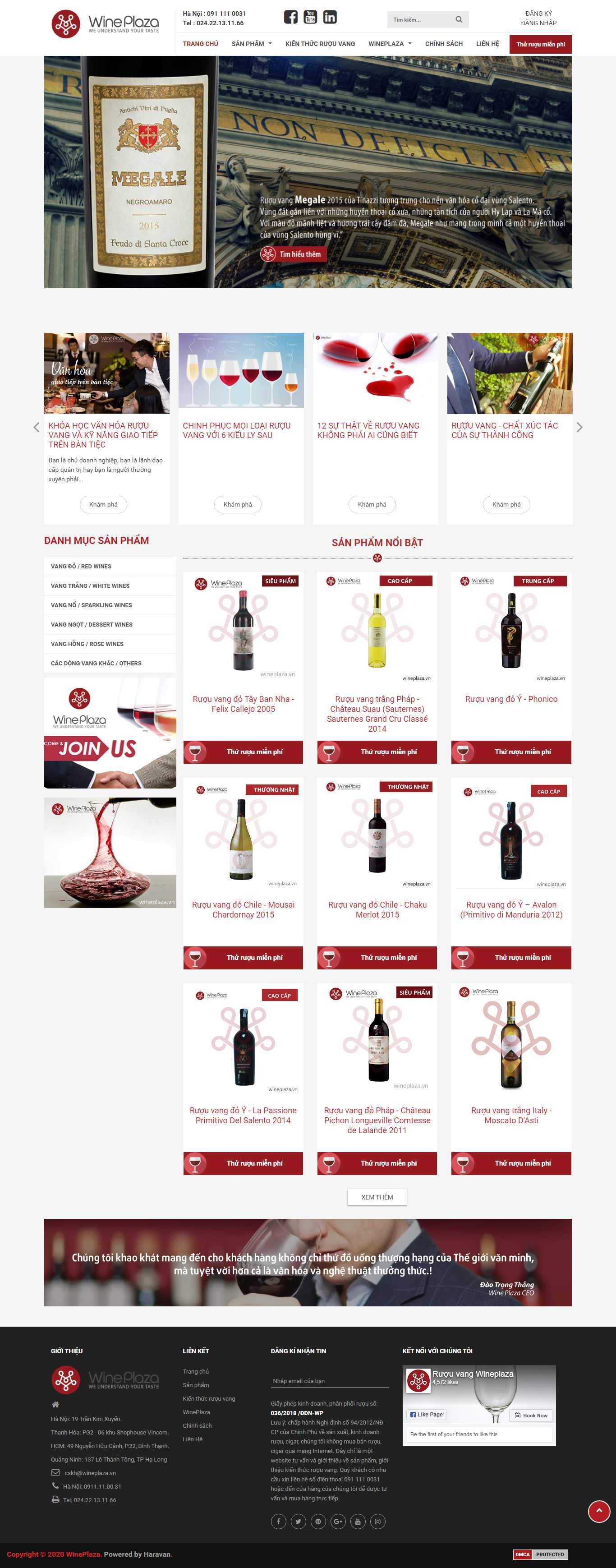 Thiết kế trang Web rượu vang - wineplaza.vn