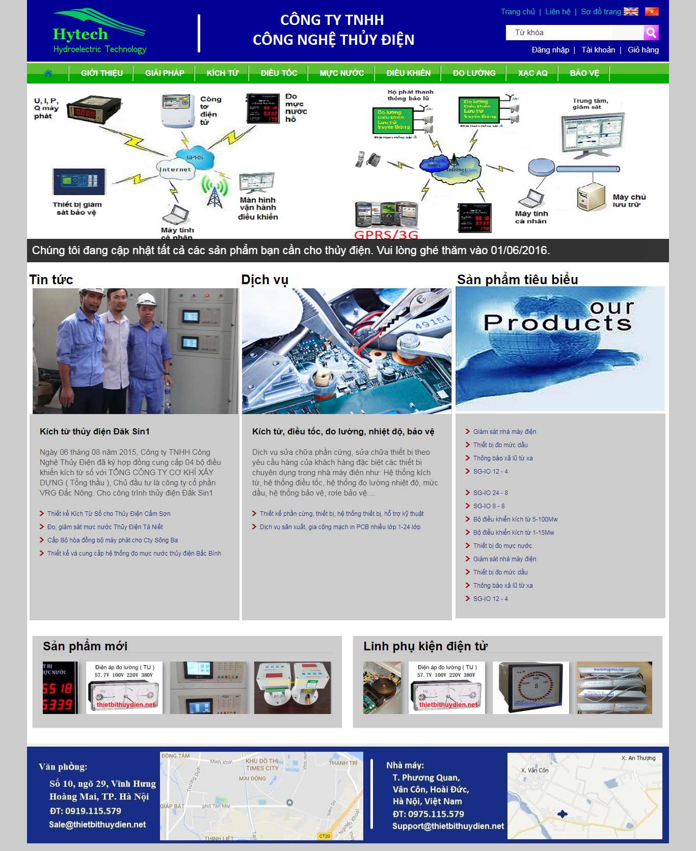 Thiết kế trang Web thiết bị thủy điện - www.thietbithuydien.net