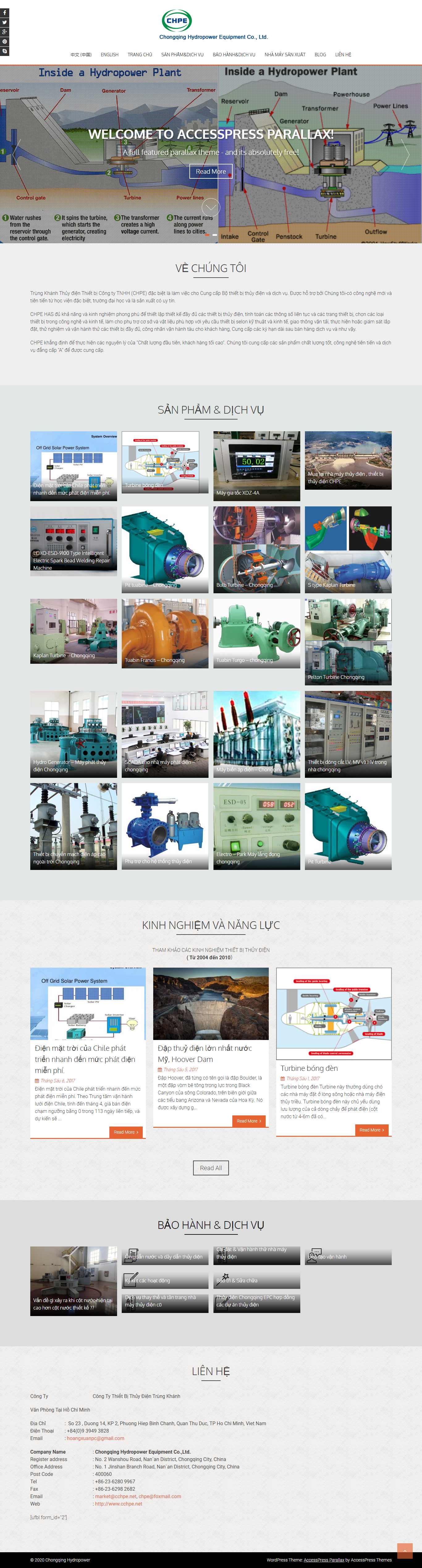 Thiết kế trang Web thiết bị thủy điện - vchpe.com