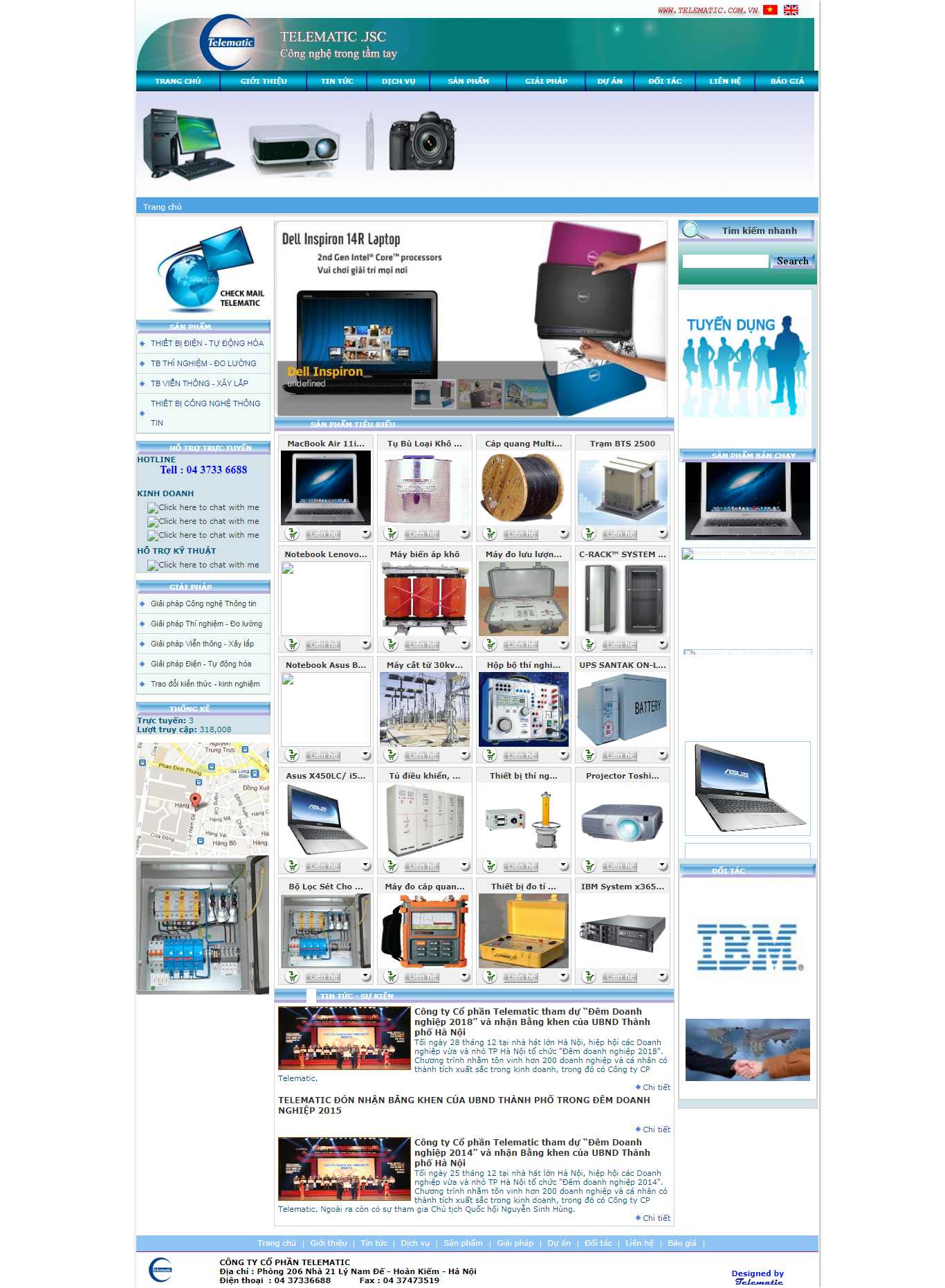 Thiết kế trang Web thiết bị thủy điện - telematic.com.vn
