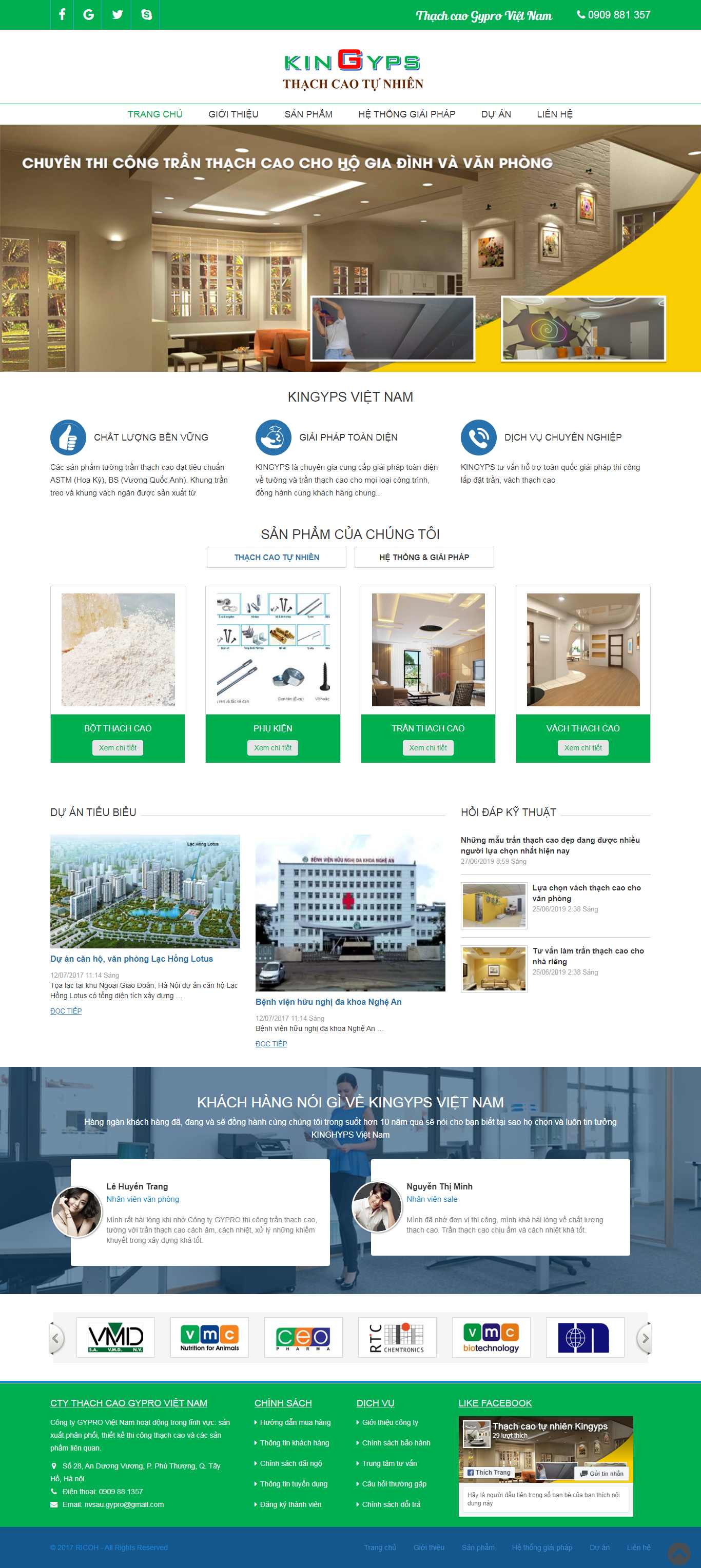 Thiết kế trang Web thạch cao tự nhiên - thachcaotunhien.vn