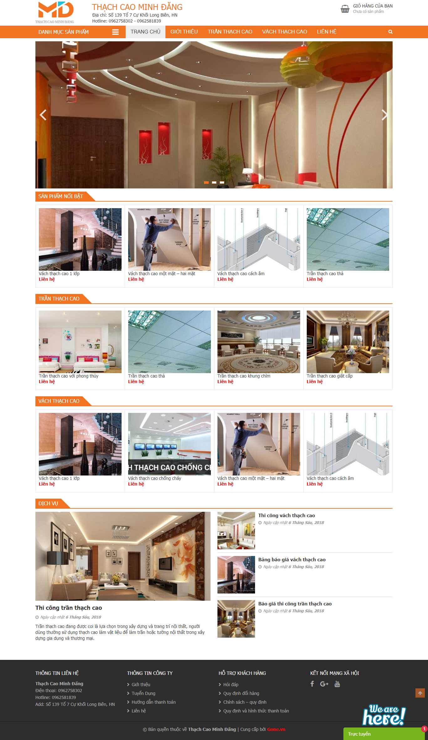 Thiết kế trang Web thạch cao tự nhiên - thachcaominhdang.com