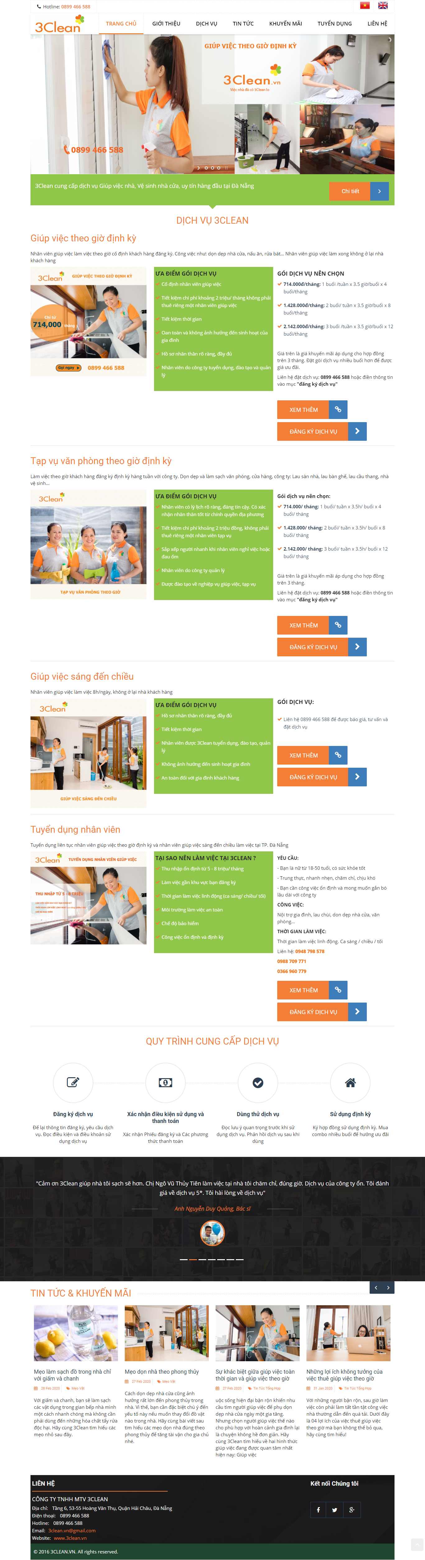 Thiết kế trang Web dịch vụ giúp việc - 3clean.vn