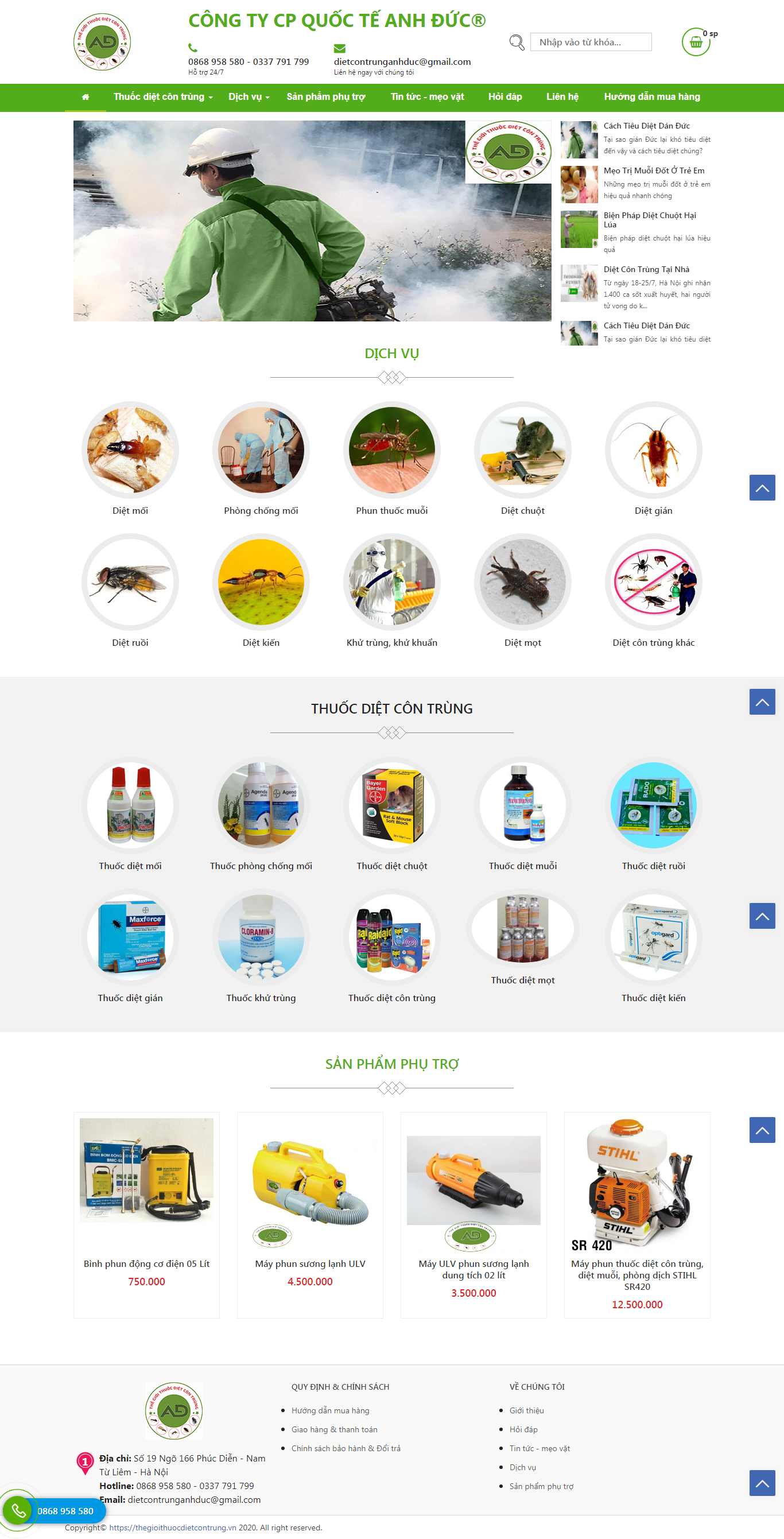 Thiết kế trang Web thuốc diệt côn trùng - thegioithuocdietcontrung.vn