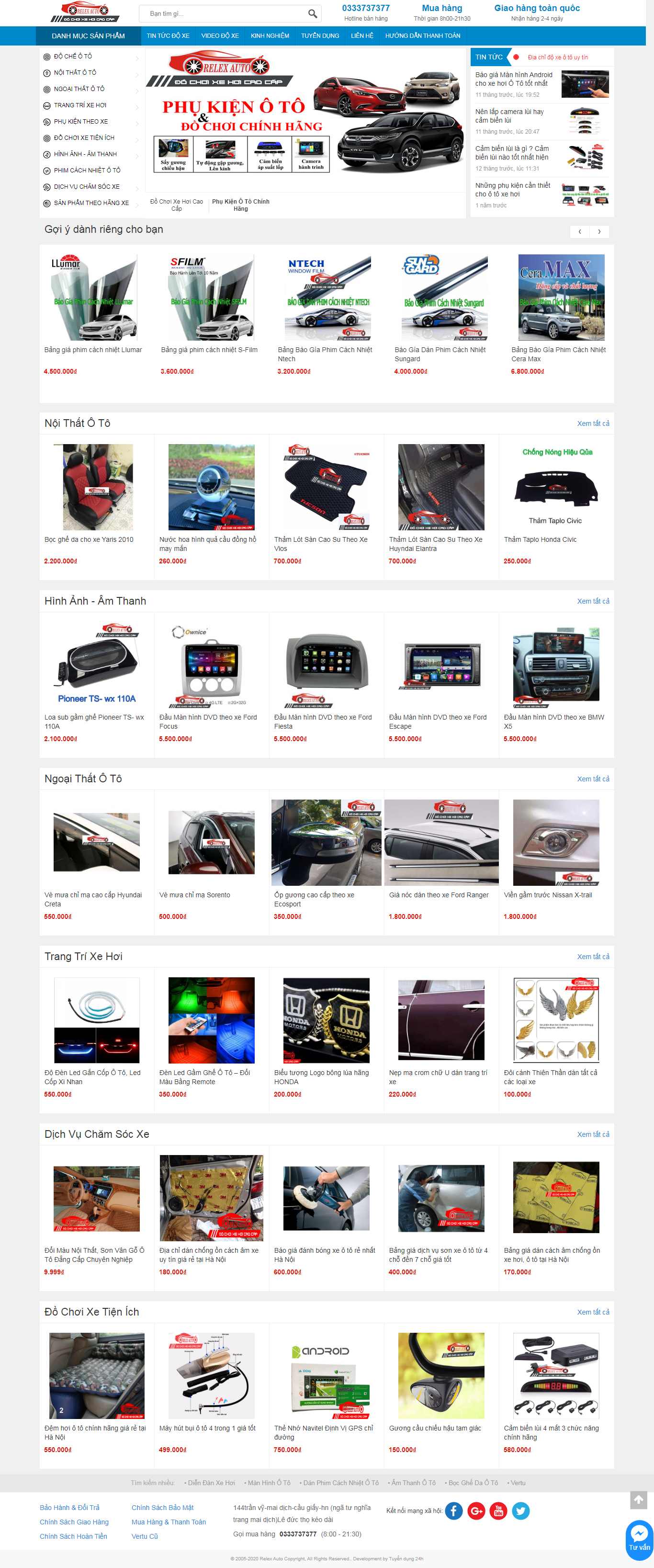Thiết kế trang Web phụ kiện xe hơi - relexauto.com