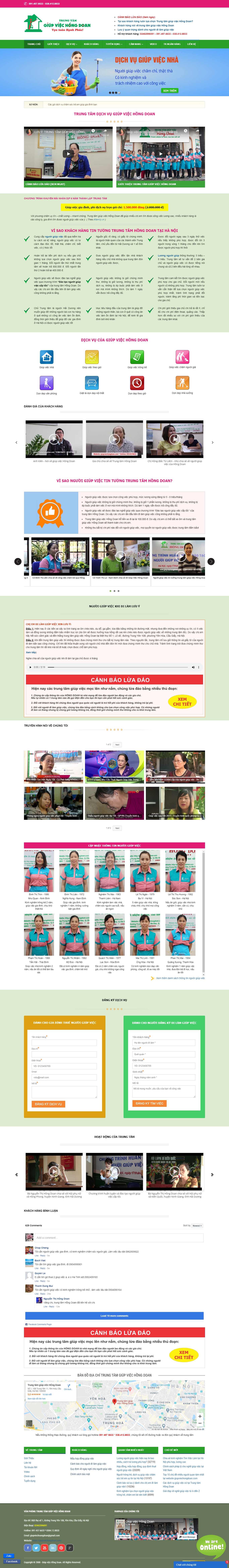 Thiết kế trang Web dịch vụ giúp việc - giupviechongdoan.com