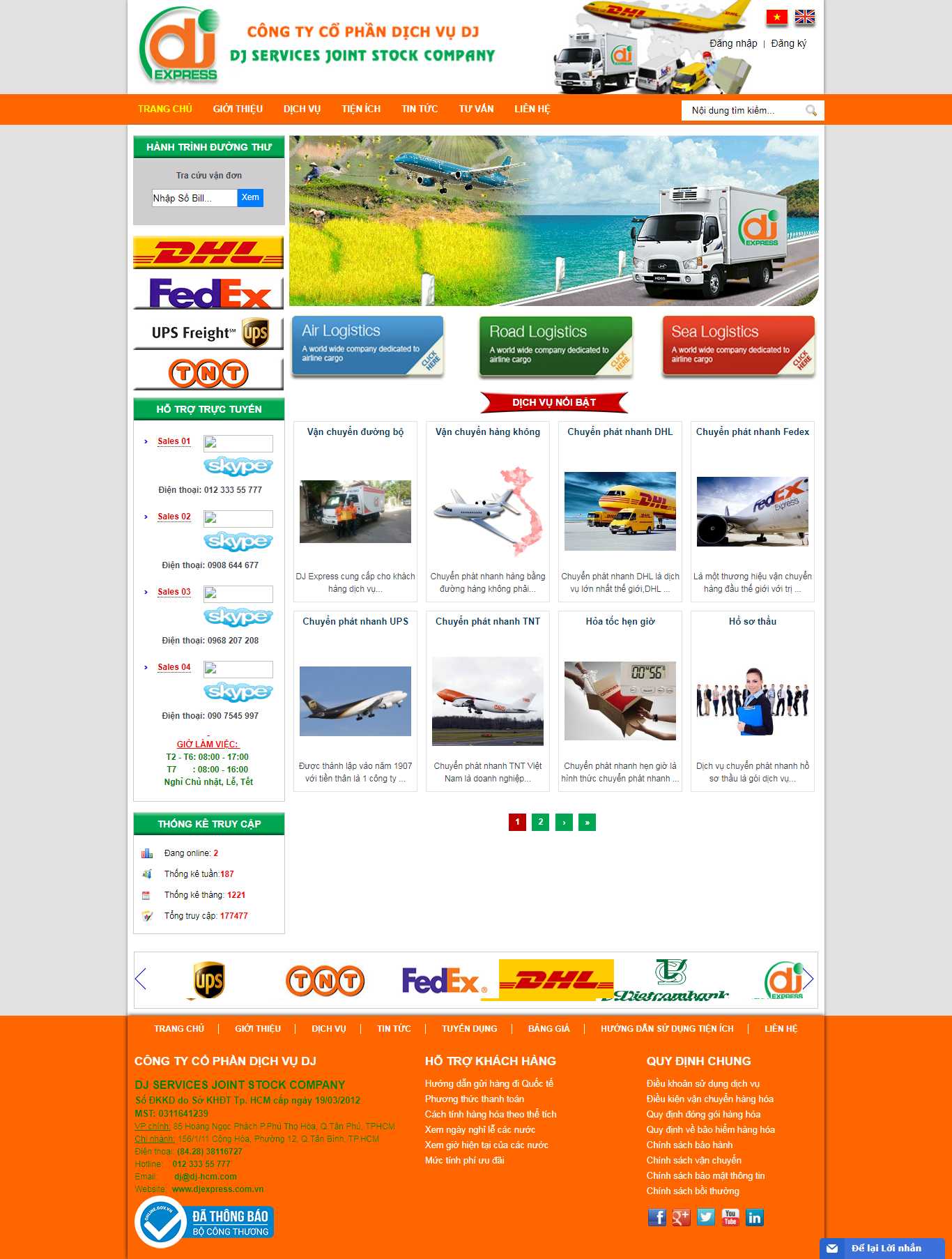 Thiết kế trang Web vận chuyển hàng hóa - djexpress.com.vn