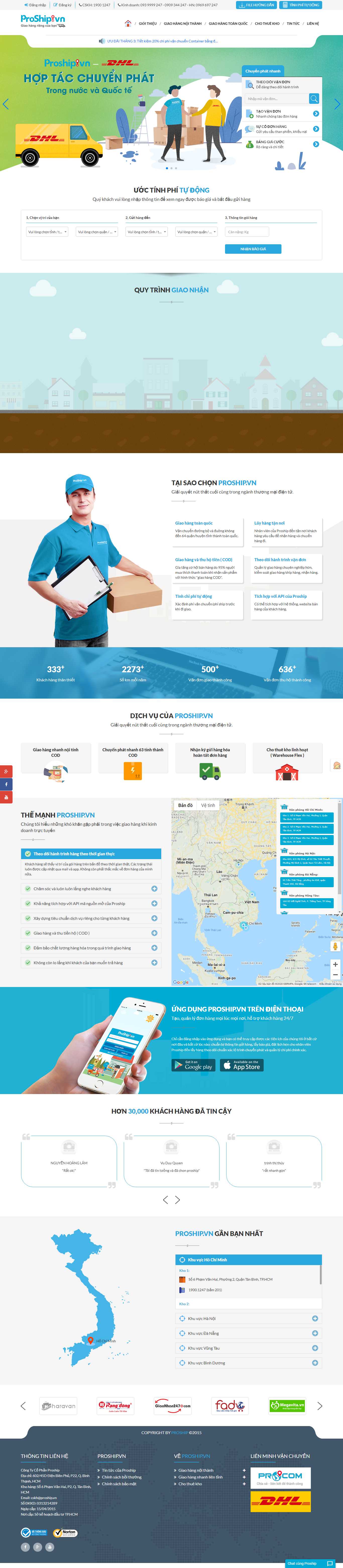 Thiết kế trang Web vận chuyển hàng hóa - proship.vn