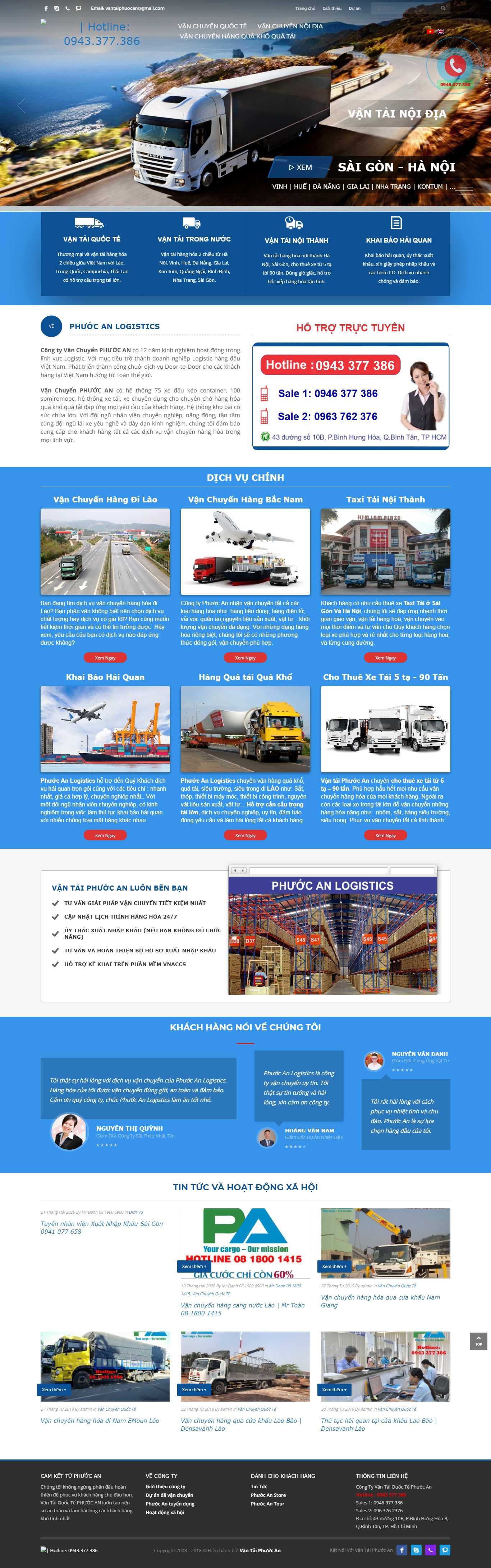 Thiết kế trang Web vận chuyển hàng hóa - vanchuyenphuocan.com