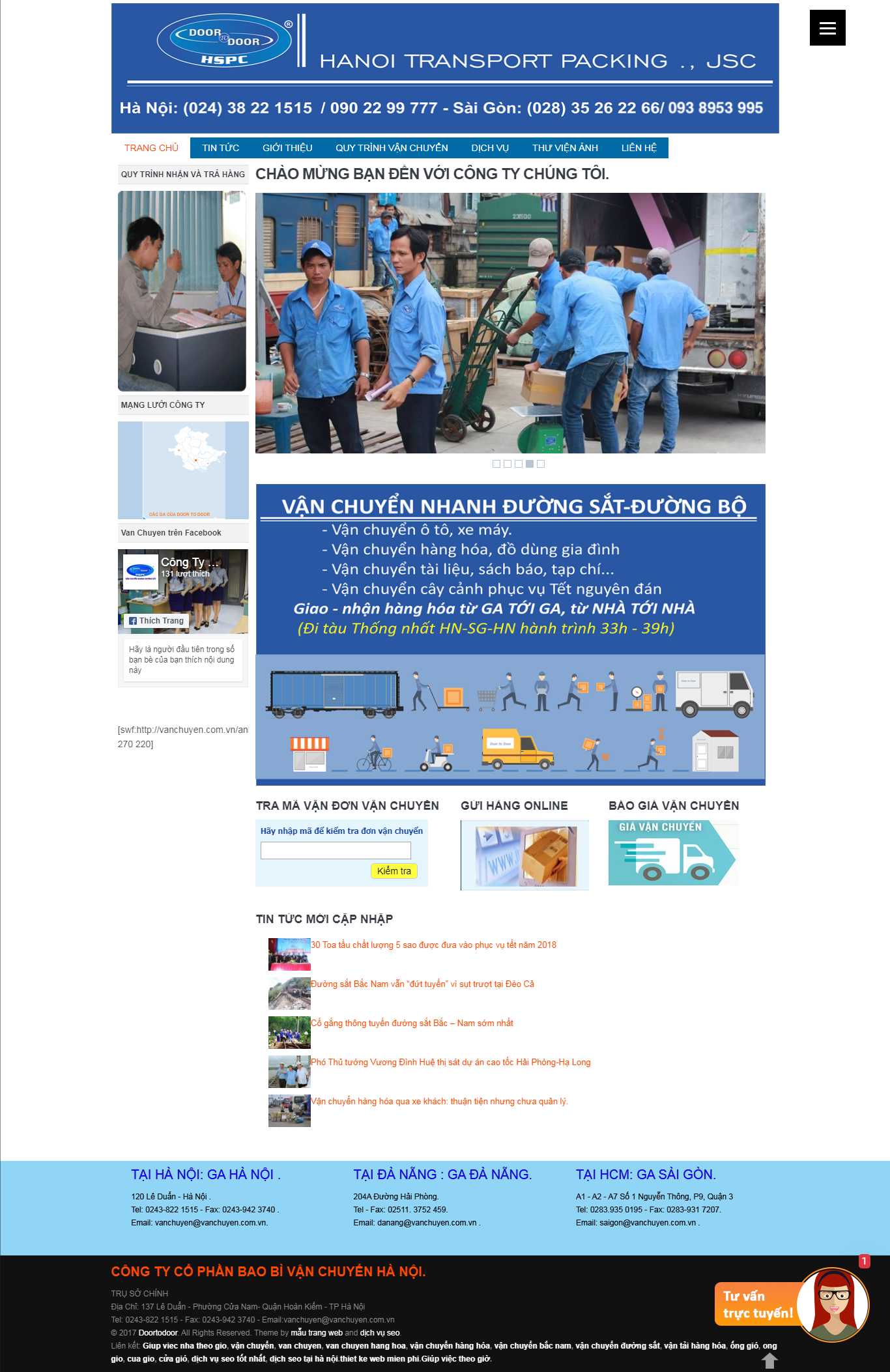 Thiết kế trang Web vận chuyển hàng hóa - vanchuyen.com.vn