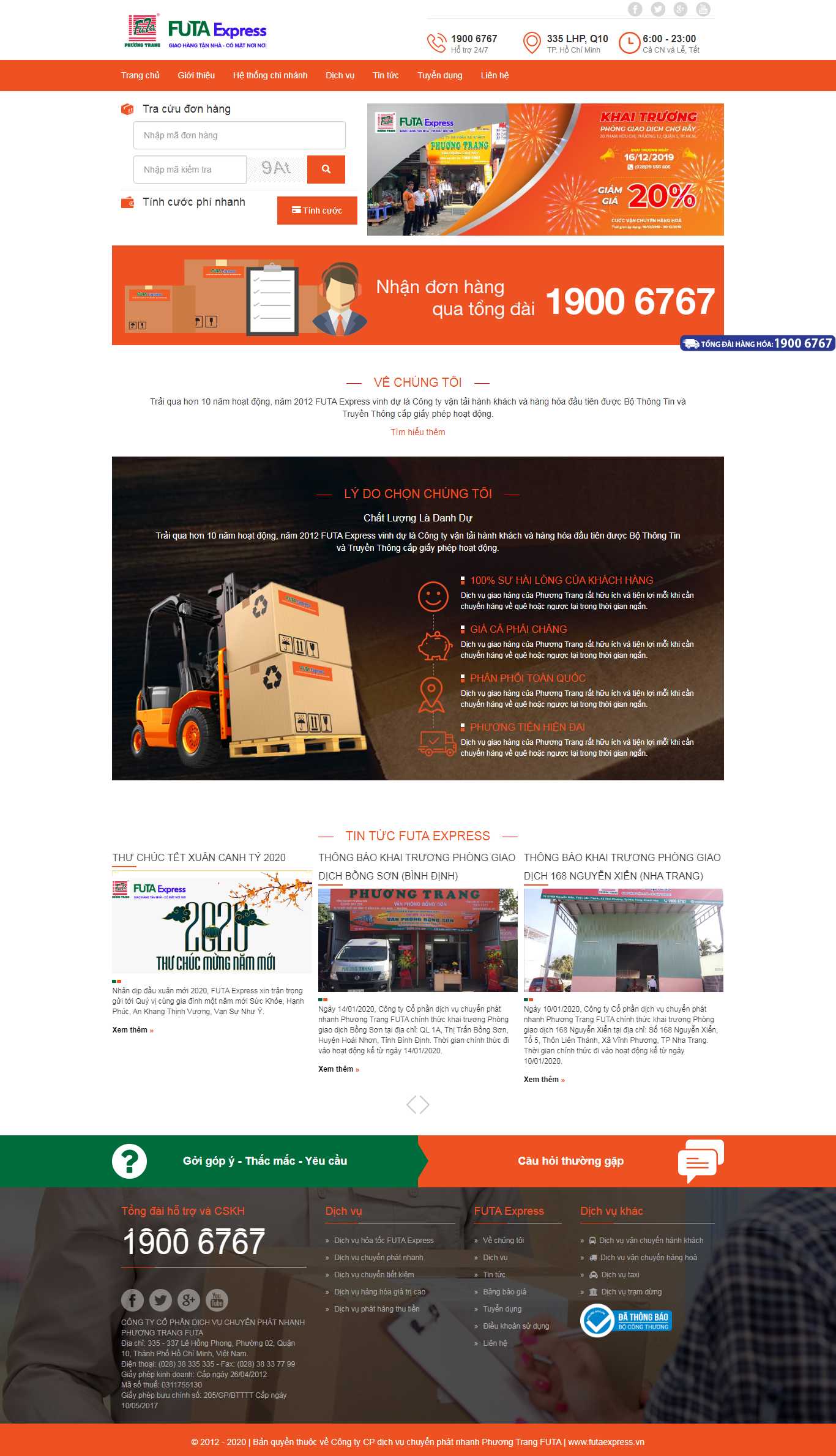 Thiết kế trang Web vận chuyển hàng hóa - futaexpress.vn