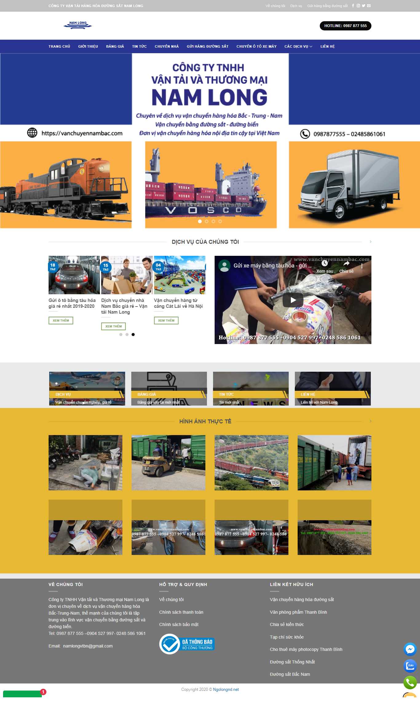 Thiết kế trang Web vận chuyển hàng hóa - vanchuyennambac.com