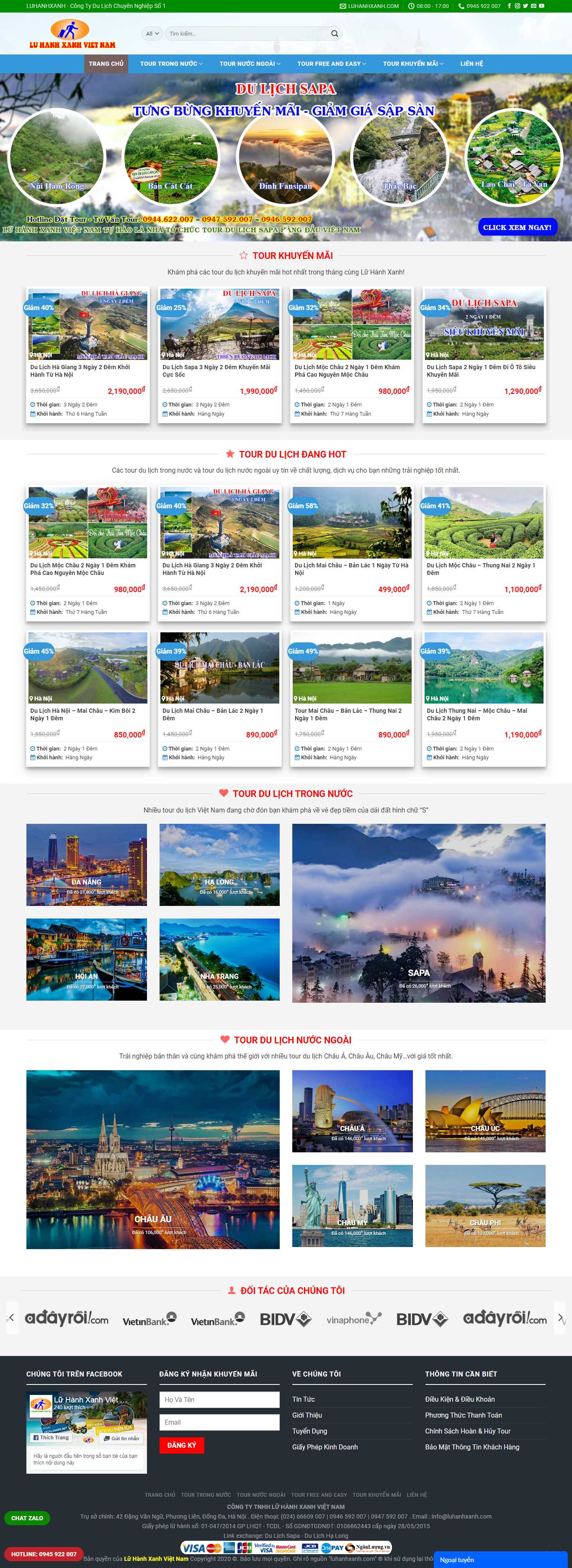 Thiết kế trang Web lữ hành - luhanhxanh.com