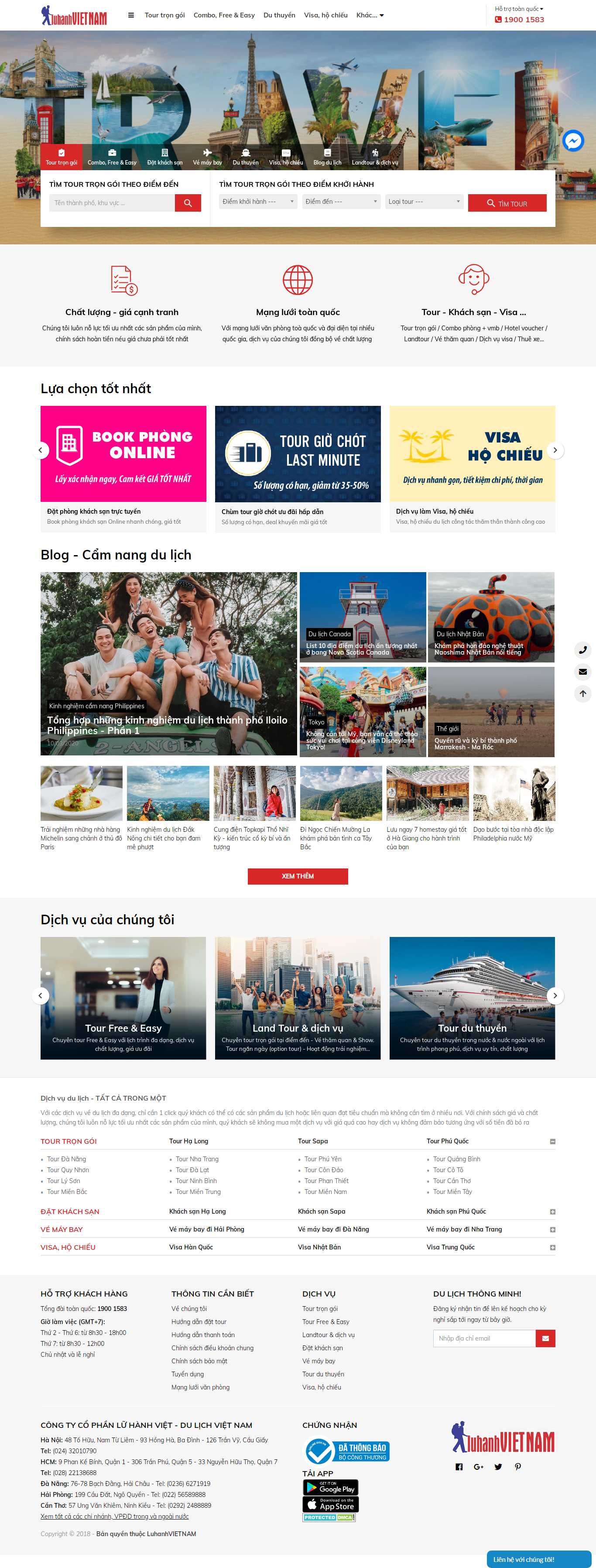 Thiết kế trang Web lữ hành - luhanhvietnam.com.vn