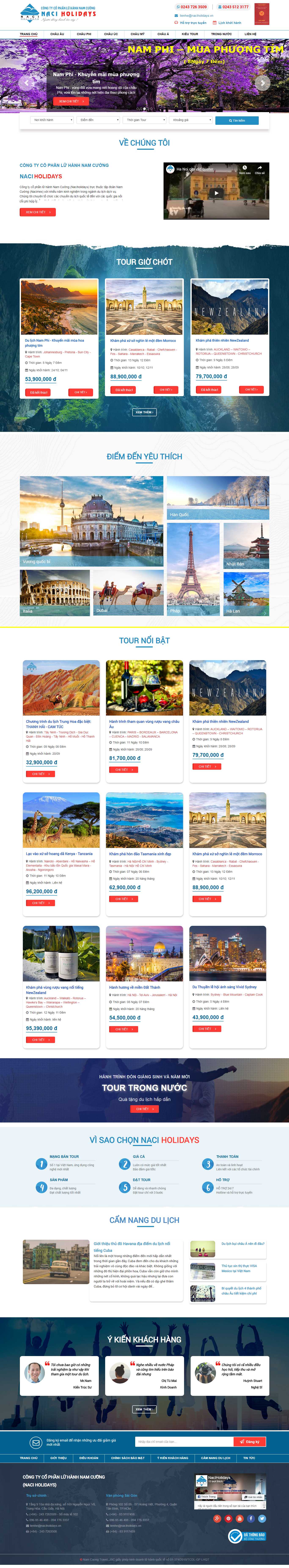 Thiết kế trang Web lữ hành - naciholidays.vn