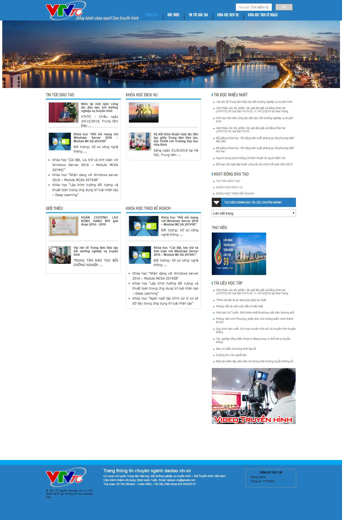 Thiết kế trang Web trung tâm đào tạo - daotao.vtv.vn