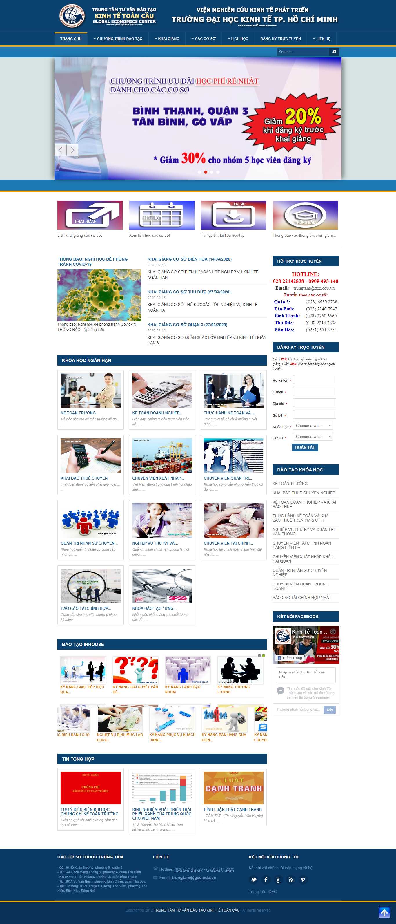 Thiết kế trang Web trung tâm đào tạo - gec.edu.vn
