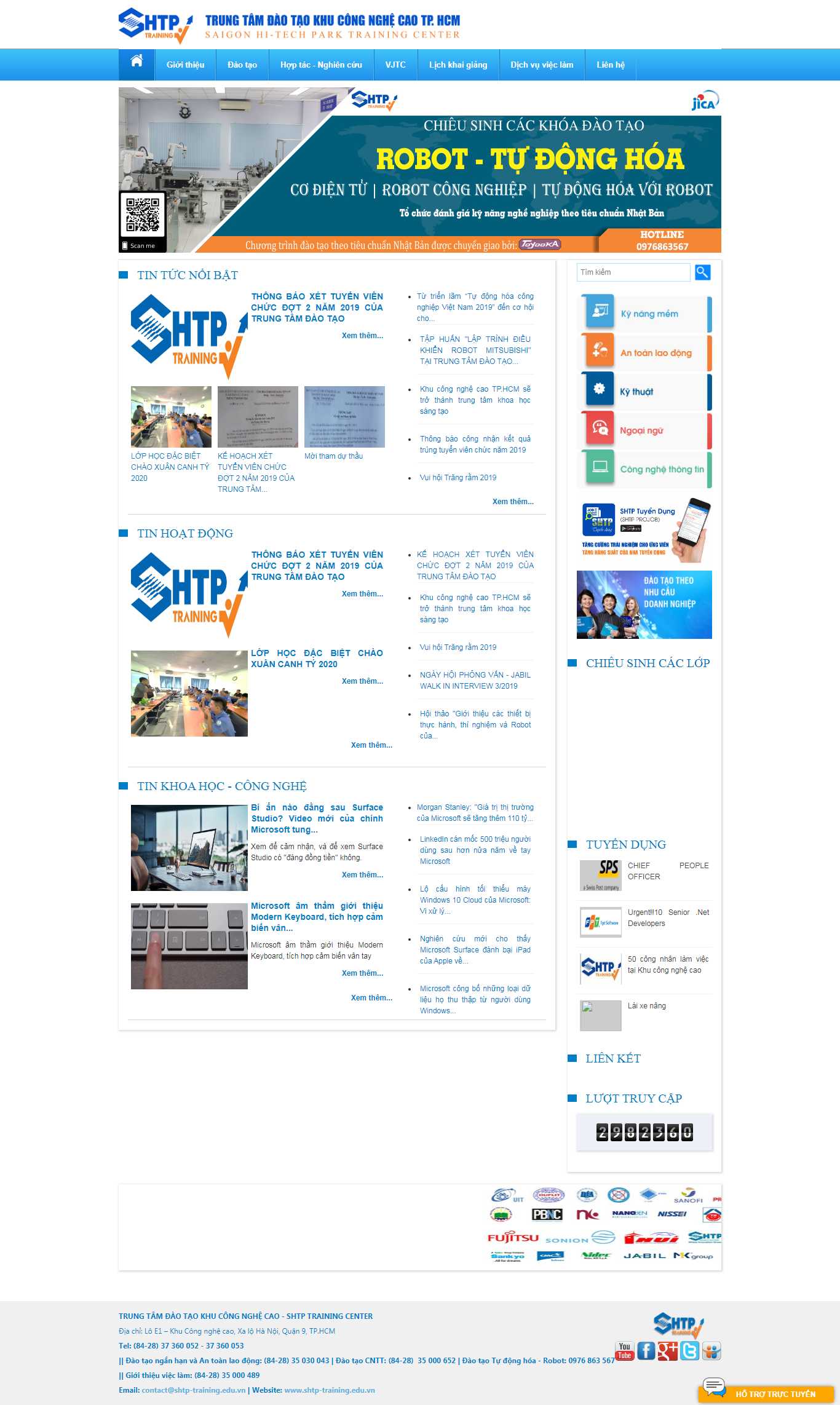 Thiết kế trang Web trung tâm đào tạo - www.shtp-training.edu.vn