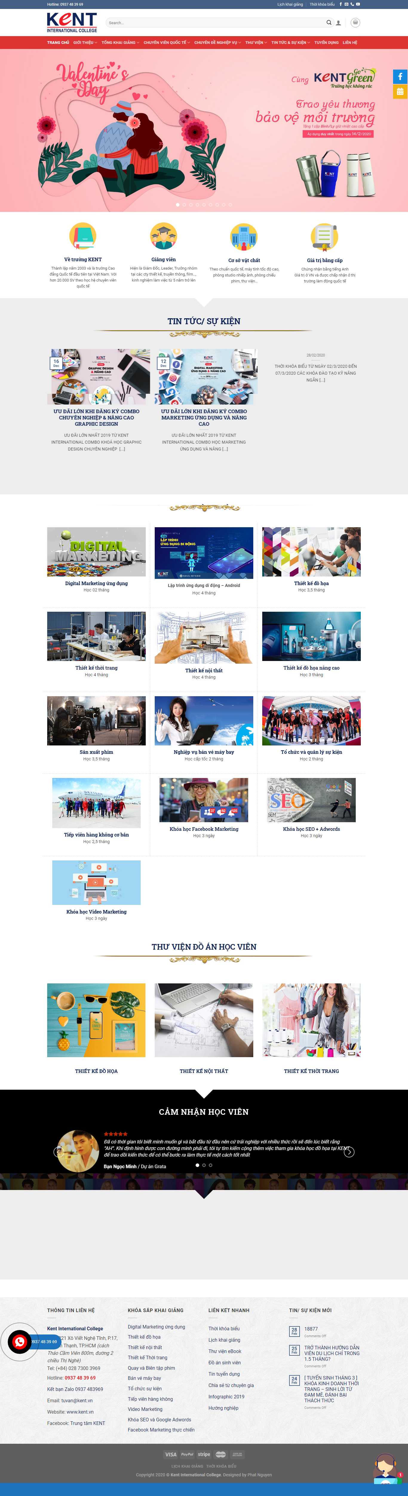 Thiết kế trang Web trung tâm đào tạo - kent.vn
