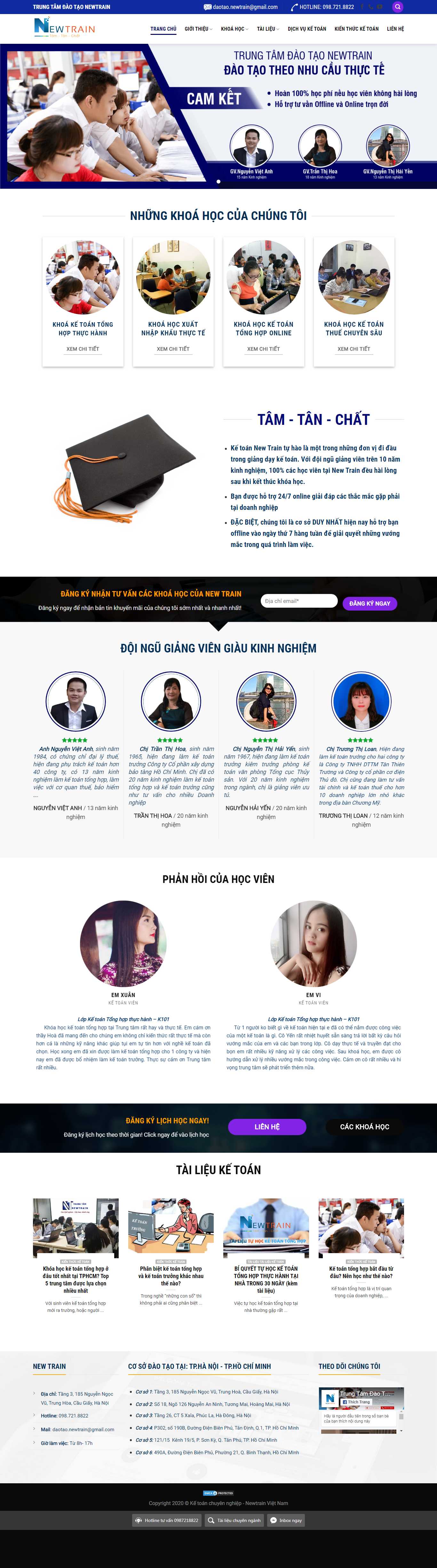 Thiết kế trang Web trung tâm đào tạo - newtrain.edu.vn